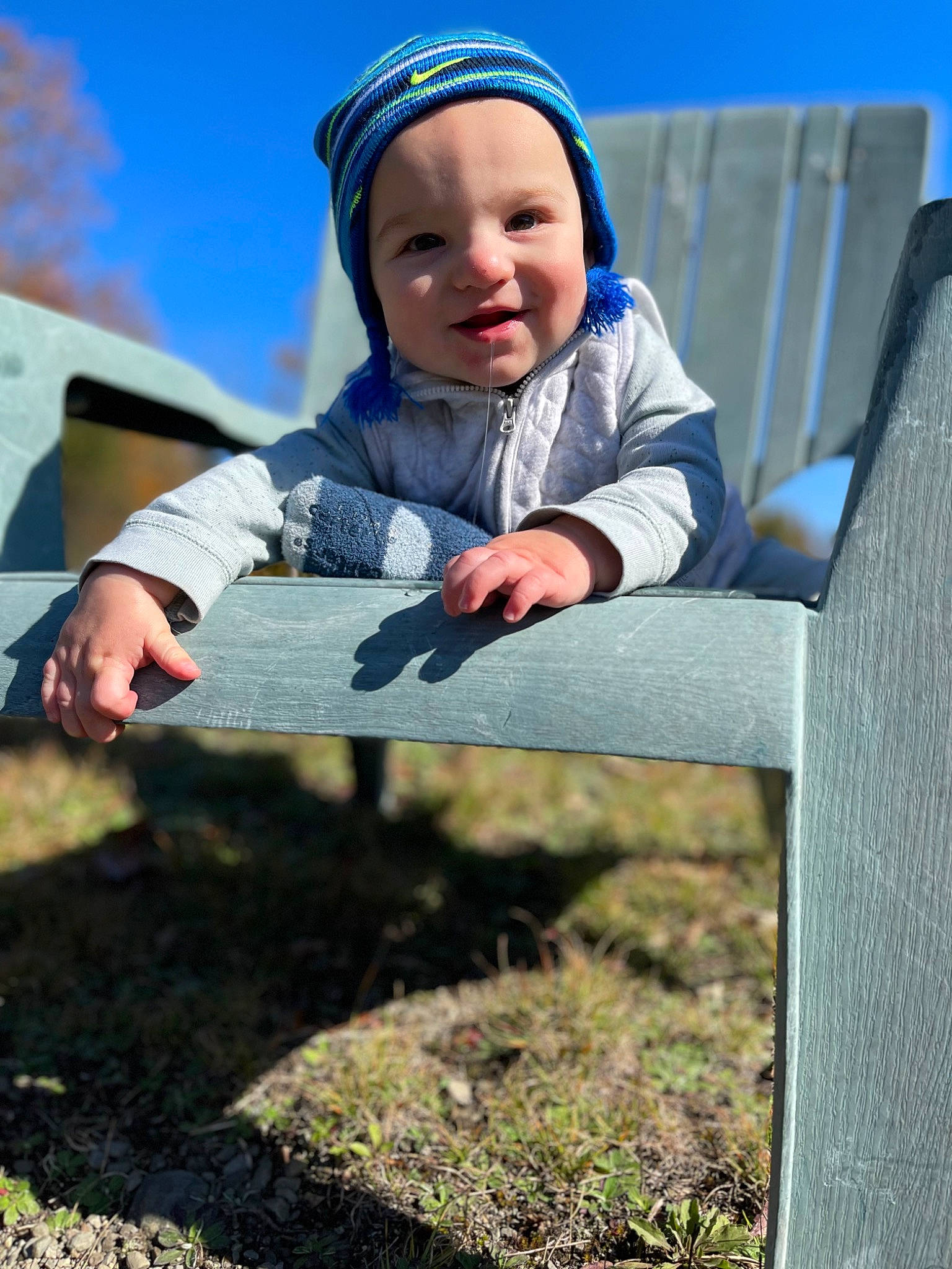 Mason joined the competition — help win amazing prizes! baby_toddler_clothing, cap, child, cool, eye, flash_photography, fun, gesture, grass, happy, head, headwear, lawn, leaf, leisure, people_in_nature, person, plant, sky, smile