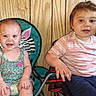 Ashlee joined the competition — help win amazing prizes! baby, candid, casual, chairs, child, cute, expression, furniture, green_dress, indoor, person, playful, portrait, sitting, smile, striped_shirt, toddler, two_children, wood_paneling, young