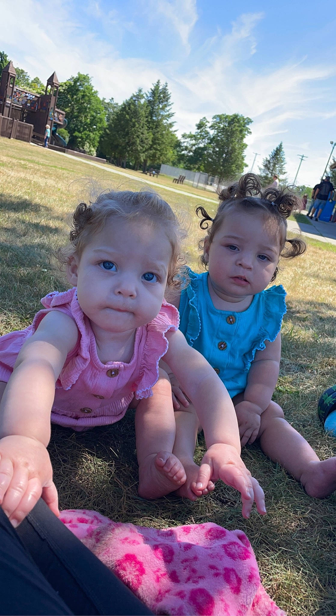 Ailani joined the competition — help win amazing prizes! baby, baby_toddler_clothing, child, cloud, event, finger, fun, grass, happy, leisure, people_in_nature, person, pink, plant, recreation, sitting, skin, sky, soil, toddler