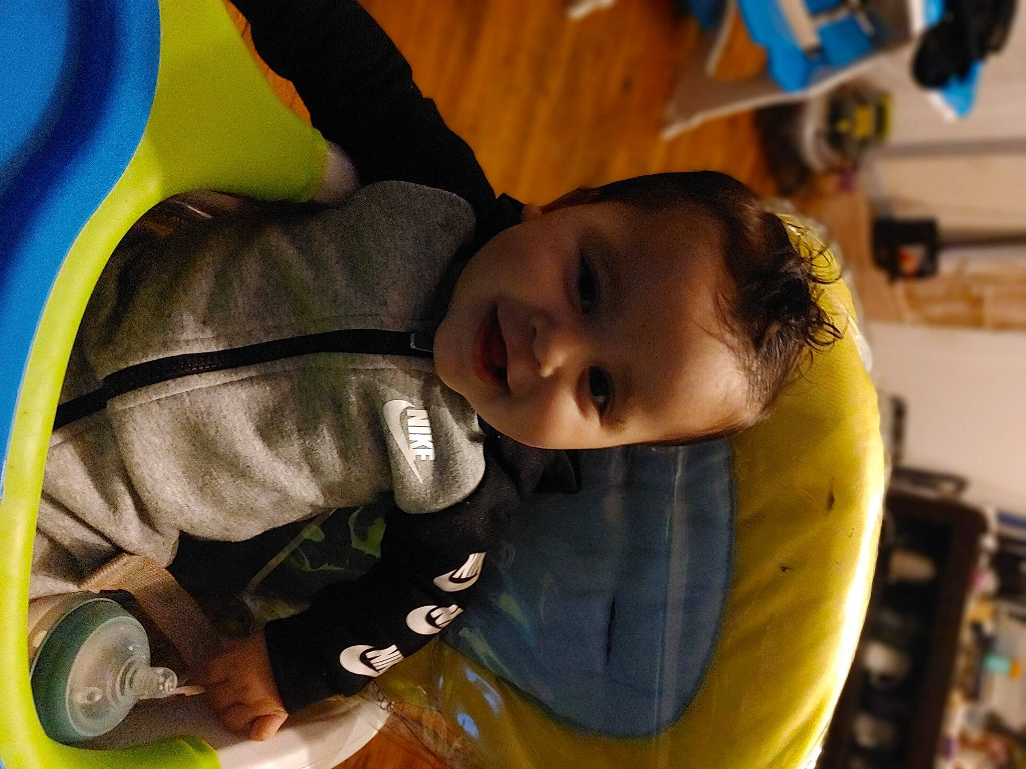 Christopher Jr. is registered to the contest to win money with this photo: baby, baby_products, baby_toddler_clothing, cheek, child, comfort, fun, happy, leisure, nose, person, sitting, skin, smile, snapshot, toddler, tree