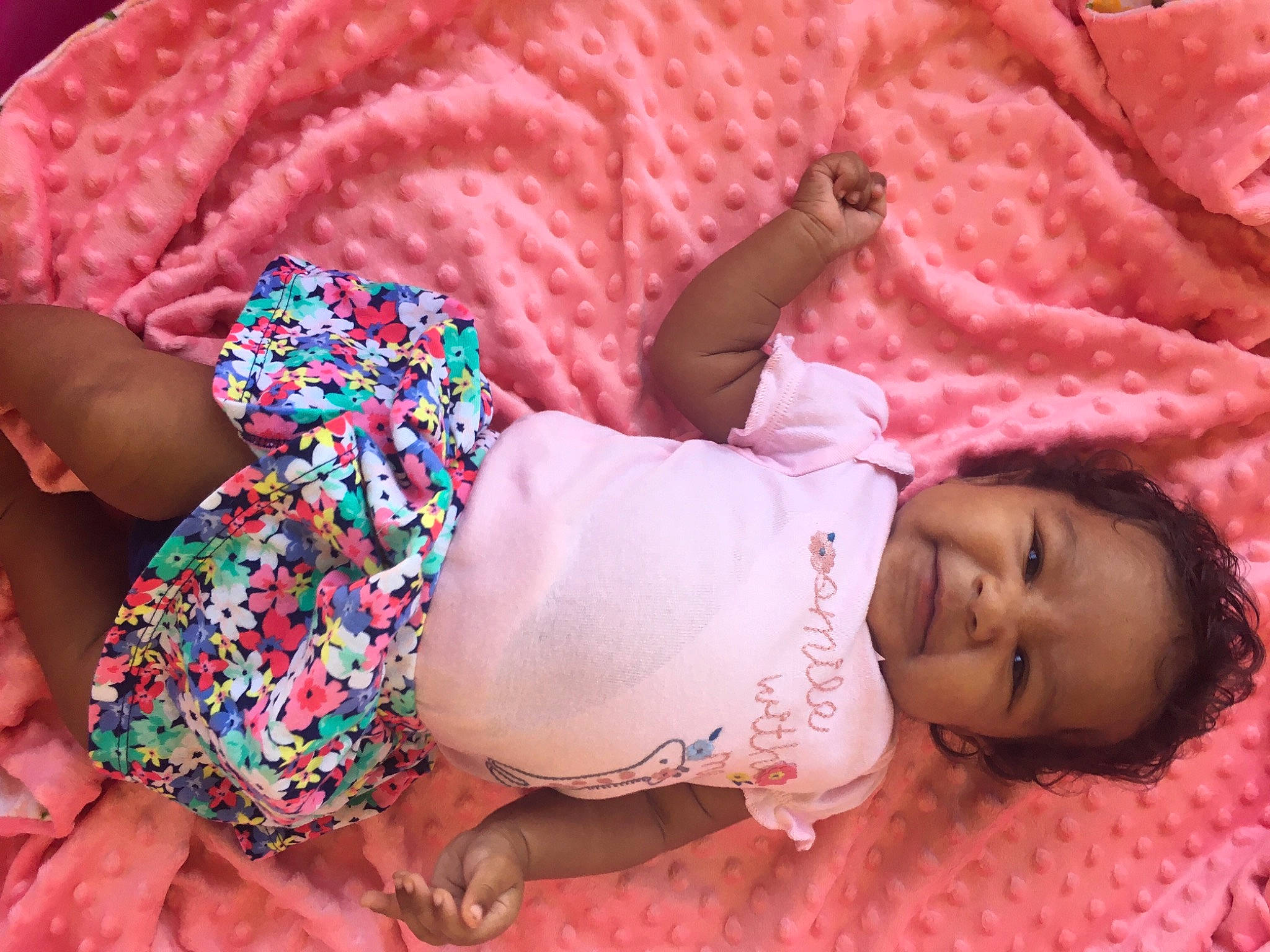 Cambree is registered to the contest to win money with this photo: baby, baby_sleeping, baby_toddler_clothing, beauty, child, comfort, finger, hand, happy, human_body, leg, magenta, mammal, nail, pattern, person, pink, skin, textile, thigh