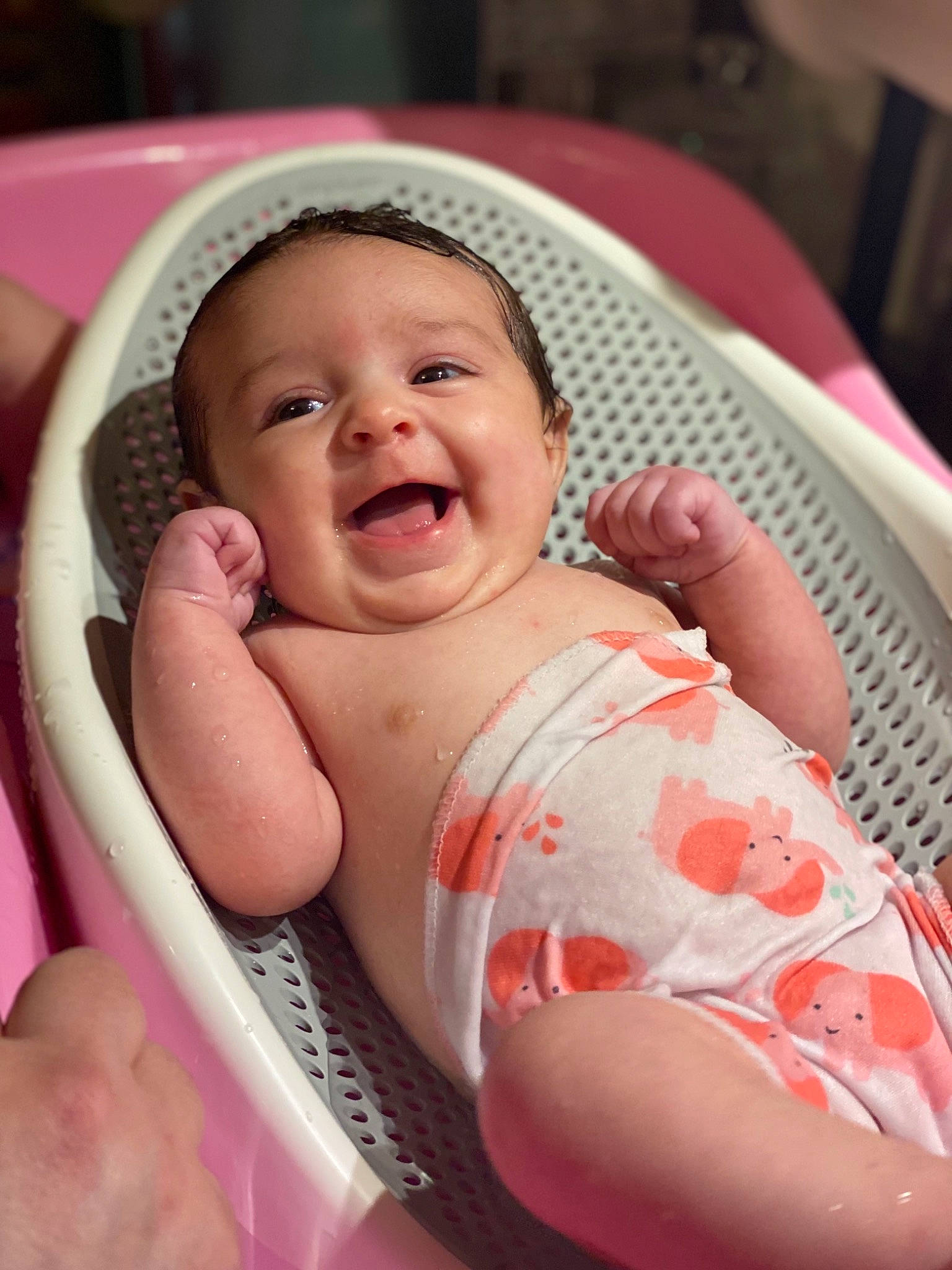 Addison joined the competition — help win amazing prizes! baby, baby_toddler_clothing, cheek, child, chin, comfort, eye, finger, happy, headwear, iris, lip, mouth, nail, person, pink, product, skin, smile, textile