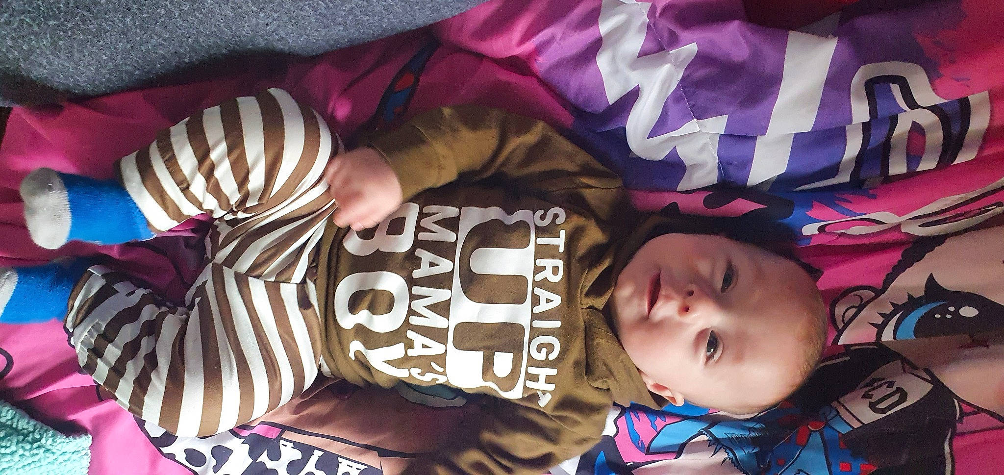 Kingstyn joined the competition — help win amazing prizes! baby, baby_toddler_clothing, cheek, child, comfort, fashion_accessory, fun, happy, human, linens, magenta, nail, pattern, person, pink, sleeve, textile, toddler, white