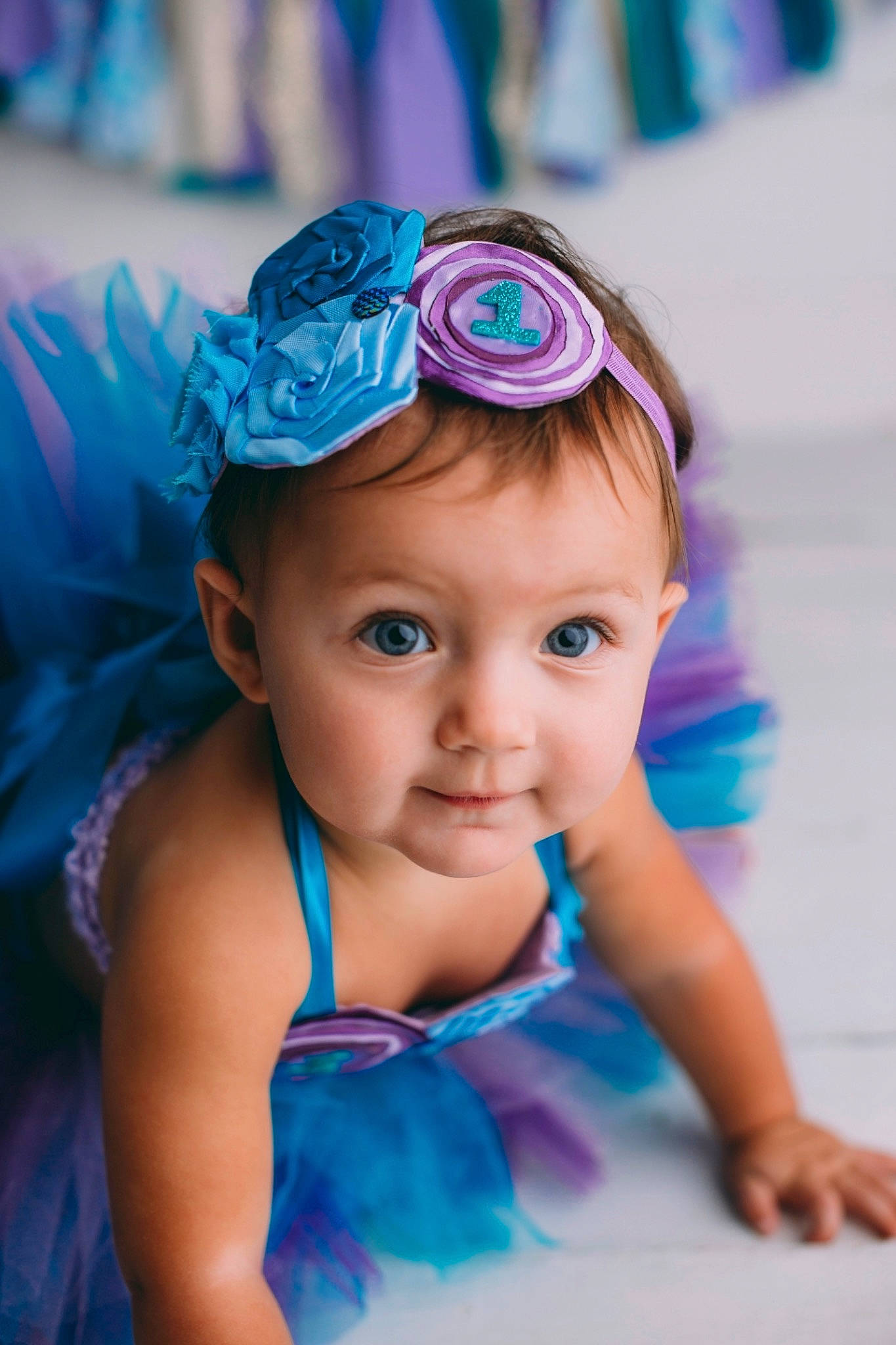 Coralee joined the competition — help win amazing prizes! baby, baby_toddler_clothing, blue, child, child_model, clothing, fashion_accessory, fun, hair_accessory, happy, head, headband, headgear, headpiece, person, pink, purple, skin, smile, toddler