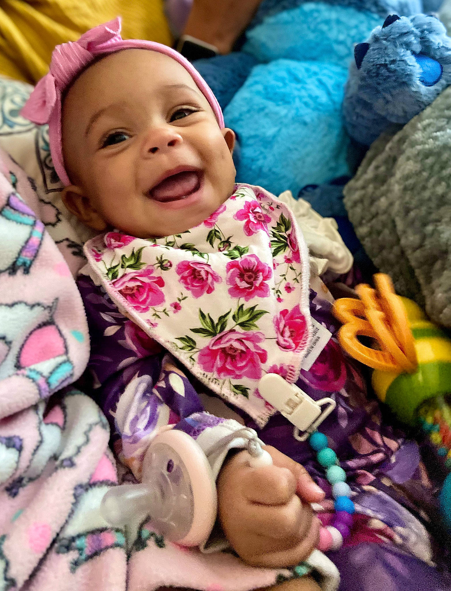 Harper joined the competition — help win amazing prizes! baby, baby_toddler_clothing, cheek, face, facial_expression, finger, happy, headwear, human, mouth, nose, outerwear, person, photograph, pink, product, purple, skin, sleeve, smile