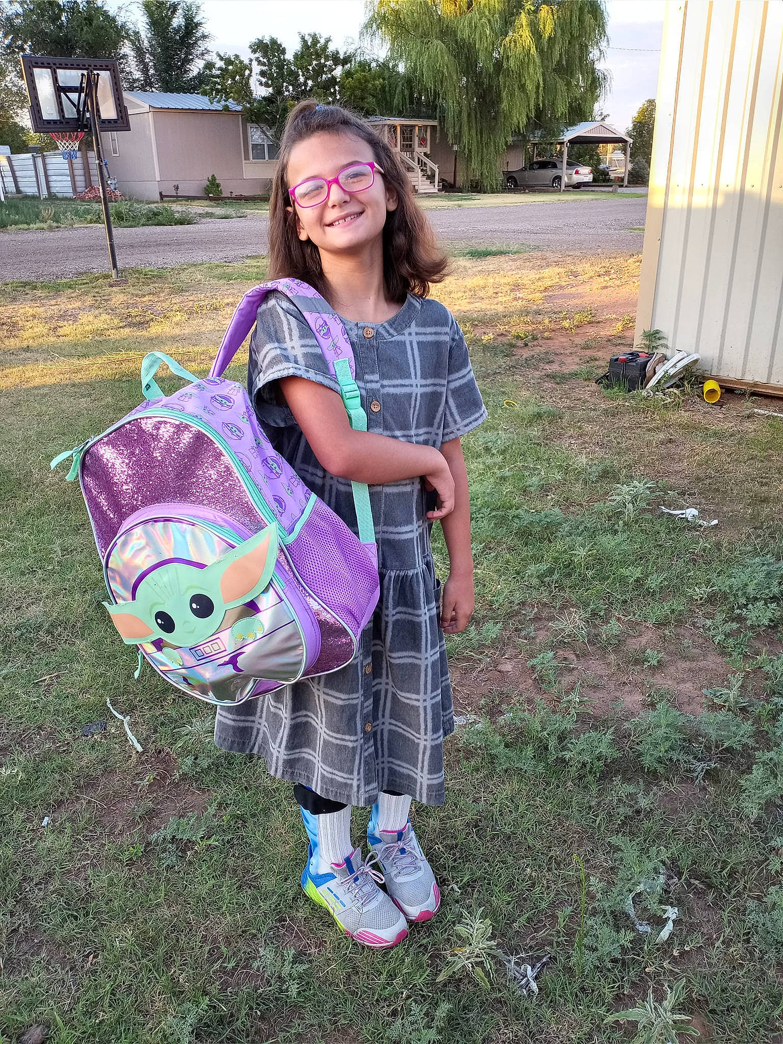 Caroylelynn joined the competition — help win amazing prizes! bag, boot, eyewear, fun, grass, happy, joy, lawn, leisure, luggage_and_bags, magenta, pattern, person, plant, recreation, sky, smile, sneakers, spring, t_shirt
