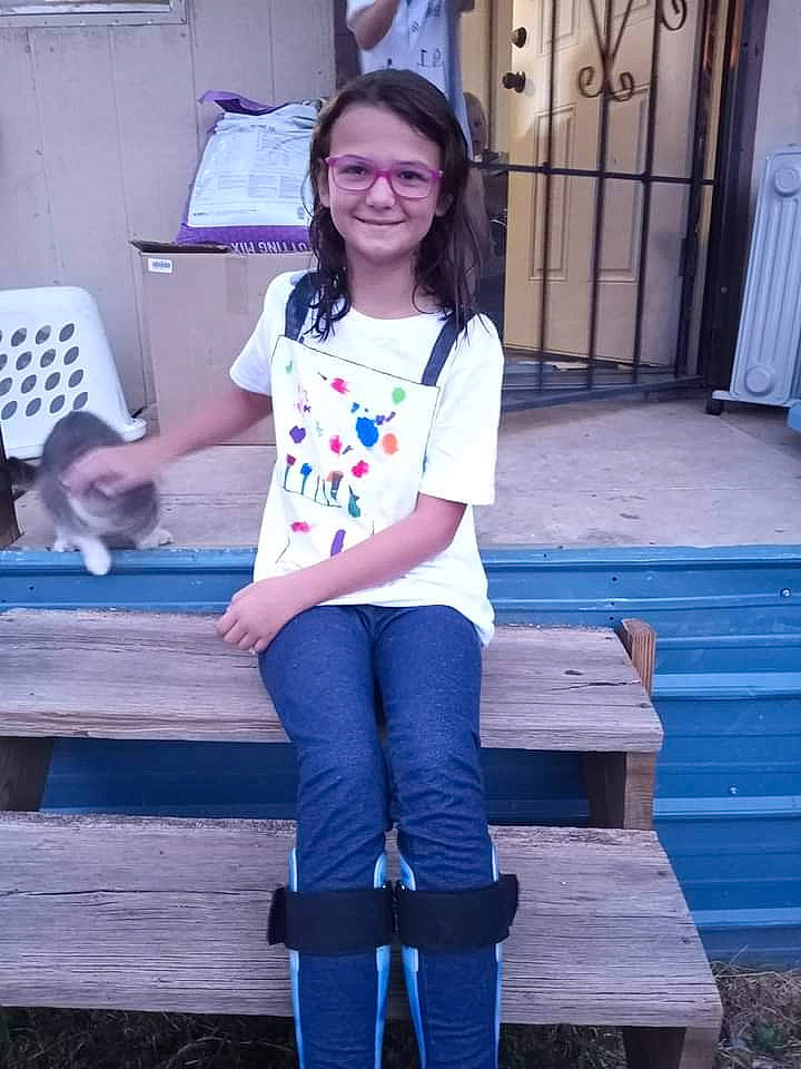 Caroylelynn joined the competition — help win amazing prizes! blue, denim, electric_blue, eyewear, fashion_design, human_leg, joint, joy, knee, long_hair, magenta, neck, pattern, person, sleeve, smile, sportswear, t_shirt, thigh, trunk