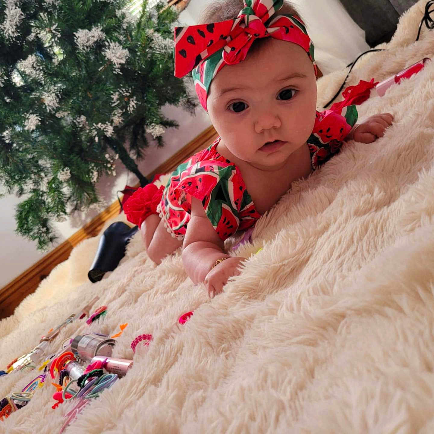 Albulena joined the competition — help win amazing prizes! baby, babycrawling, bed, bedroom, blanket, clothing, costume, crawling, face, furniture, hat, head, indoors, person, photography, plant, portrait, pottedplant, quilt, room