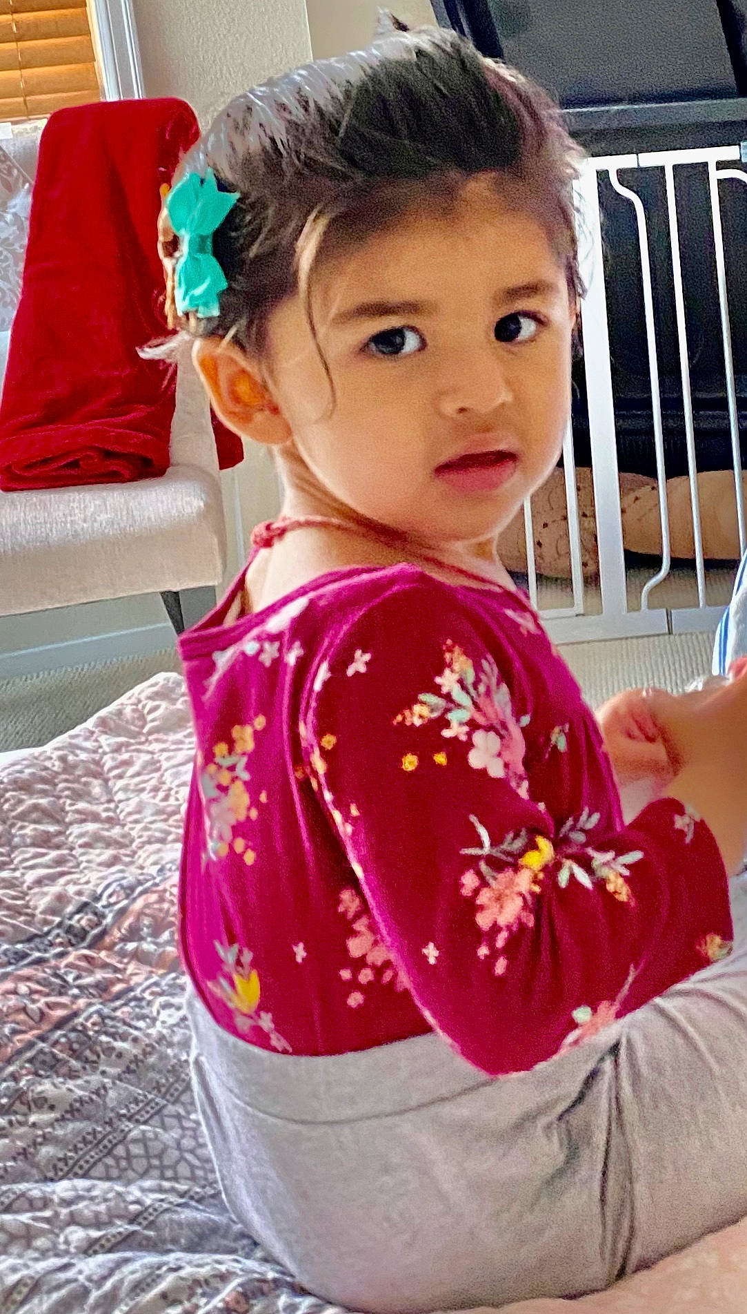 Meher is registered to the contest to win money with this photo: baby_toddler_clothing, chin, eye, eyelash, face, facial_expression, gesture, hair, hairstyle, happy, head, neck, nose, outerwear, person, photograph, product, shoulder, skin, sleeve