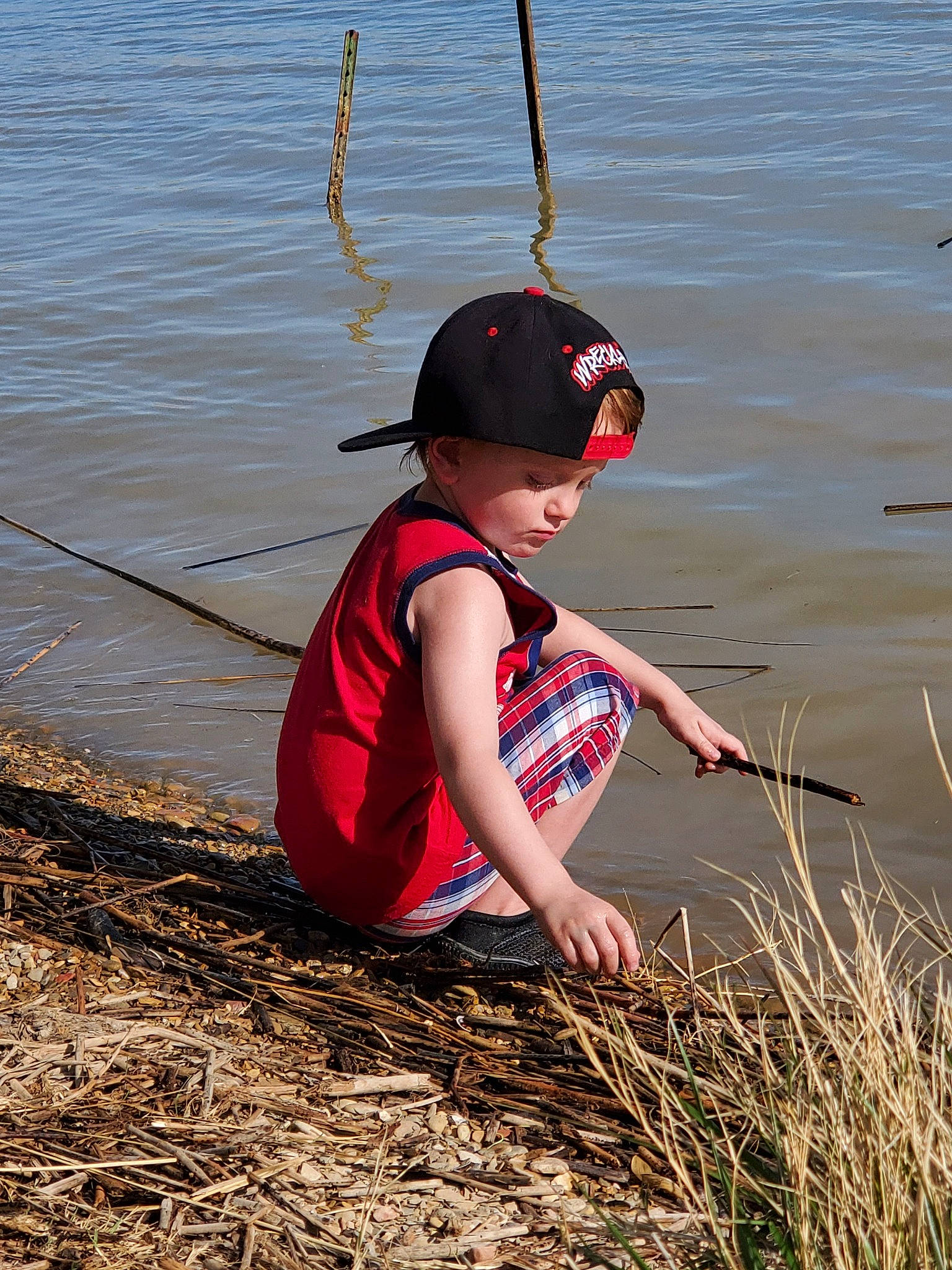 Matthew joined the competition — help win amazing prizes! child, fishing_rod, headwear, person, recreation, river, vacation, water