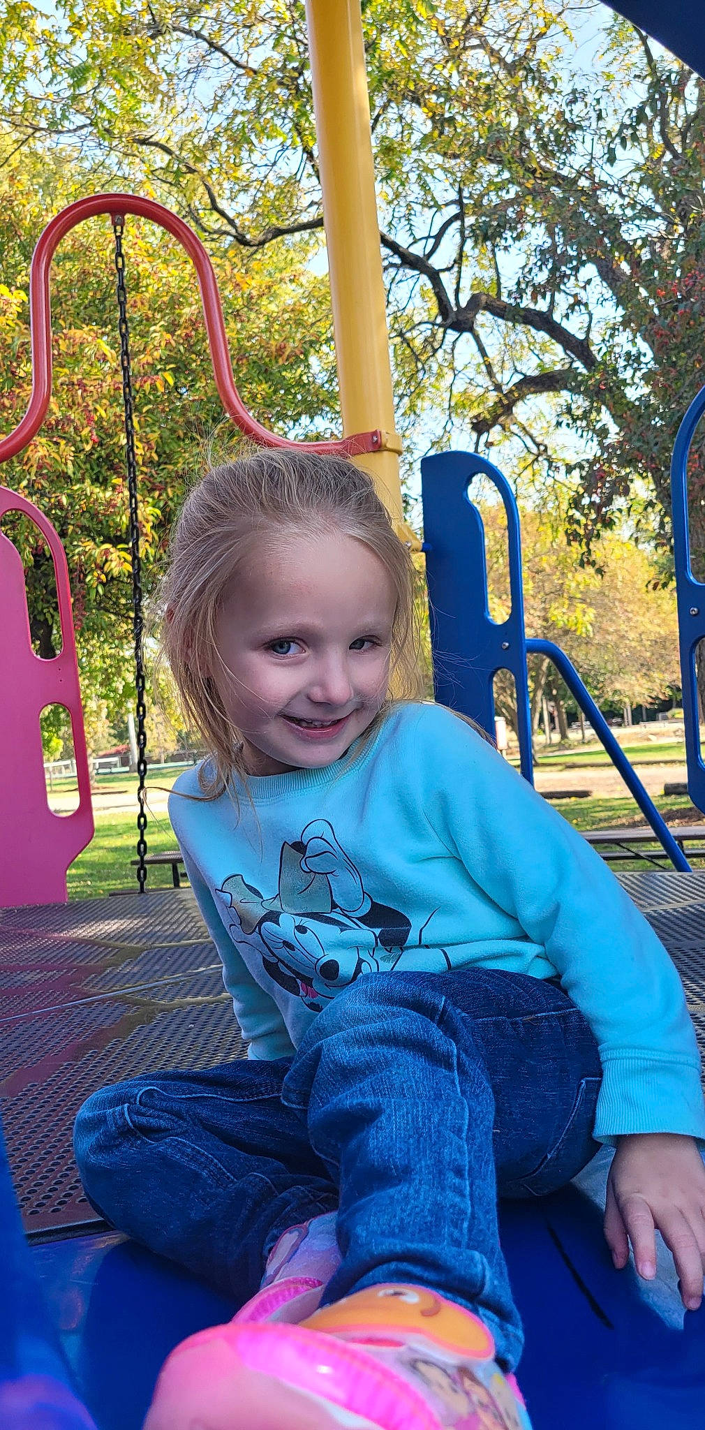 Brooklynn joined the competition — help win amazing prizes! baby_toddler_clothing, beauty, blue, child, city, electric_blue, fun, grass, happy, jeans, joy, leaf, leisure, outdoor_play_equipment, person, plant, playground, recreation, smile, swing