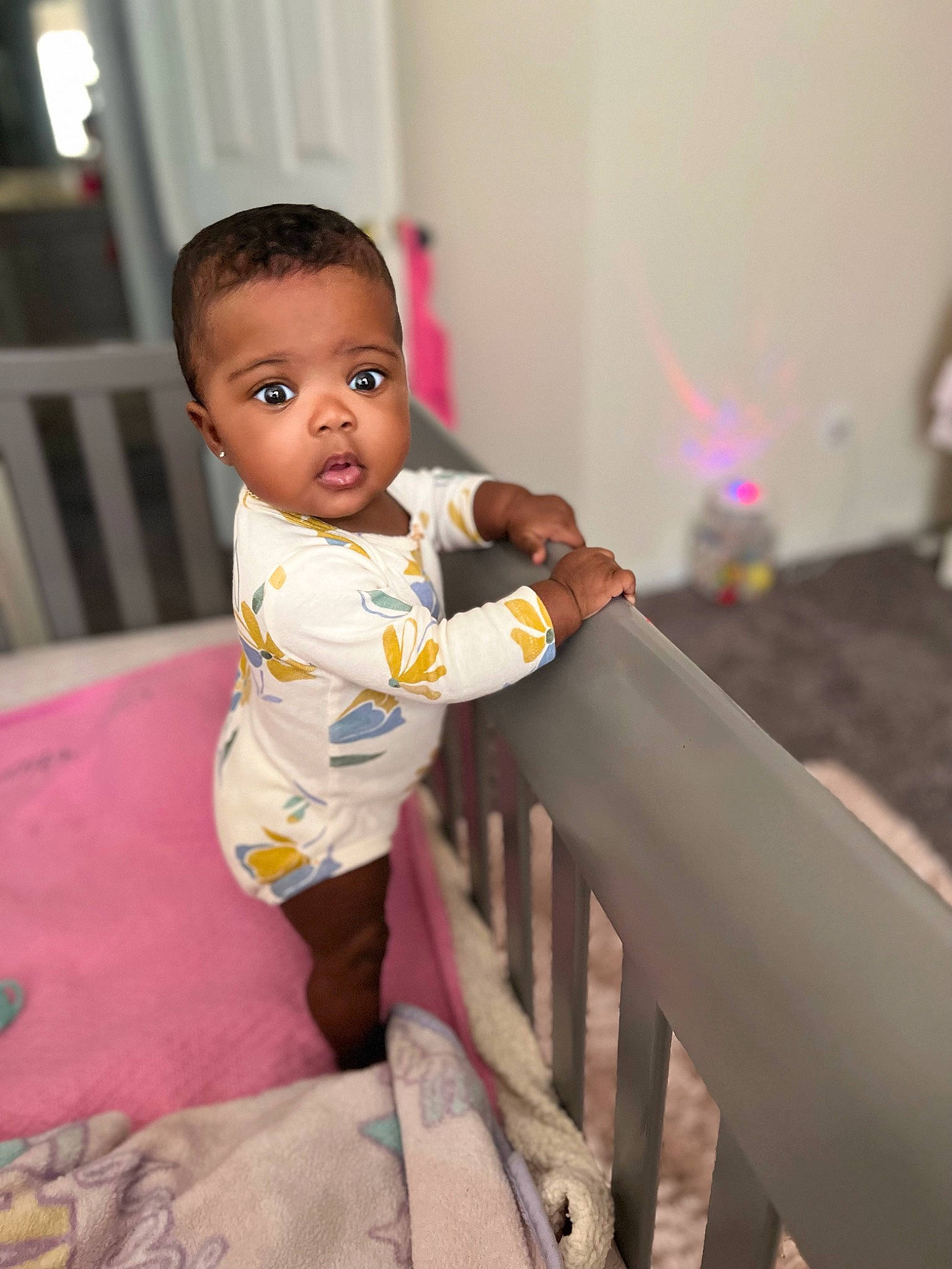Cori joined the competition — help win amazing prizes! baby, baby_products, baby_toddler_clothing, cheek, child, comfort, event, eye, fashion_design, flooring, fun, happy, head, leisure, person, pink, room, sitting, skin, sleeve