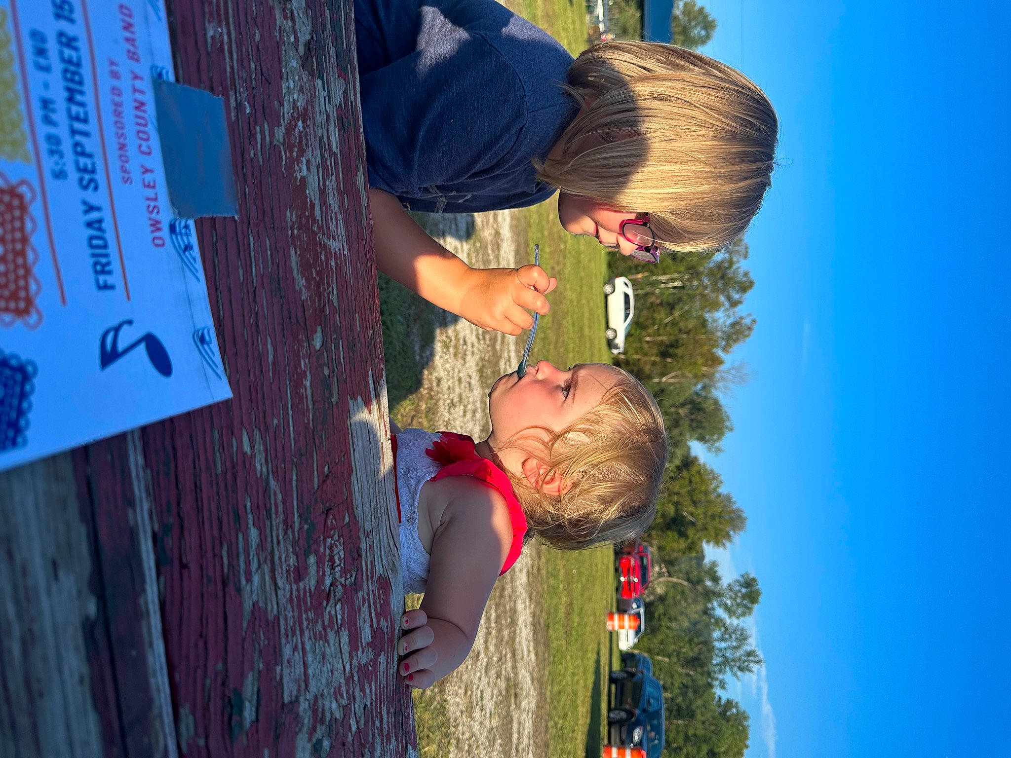 Roselynn joined the competition — help win amazing prizes! blue, child, electric_blue, fun, gesture, grass, happy, leisure, love, people_in_nature, person, plant, recreation, red, sky, summer, t_shirt, toddler, tree, wood