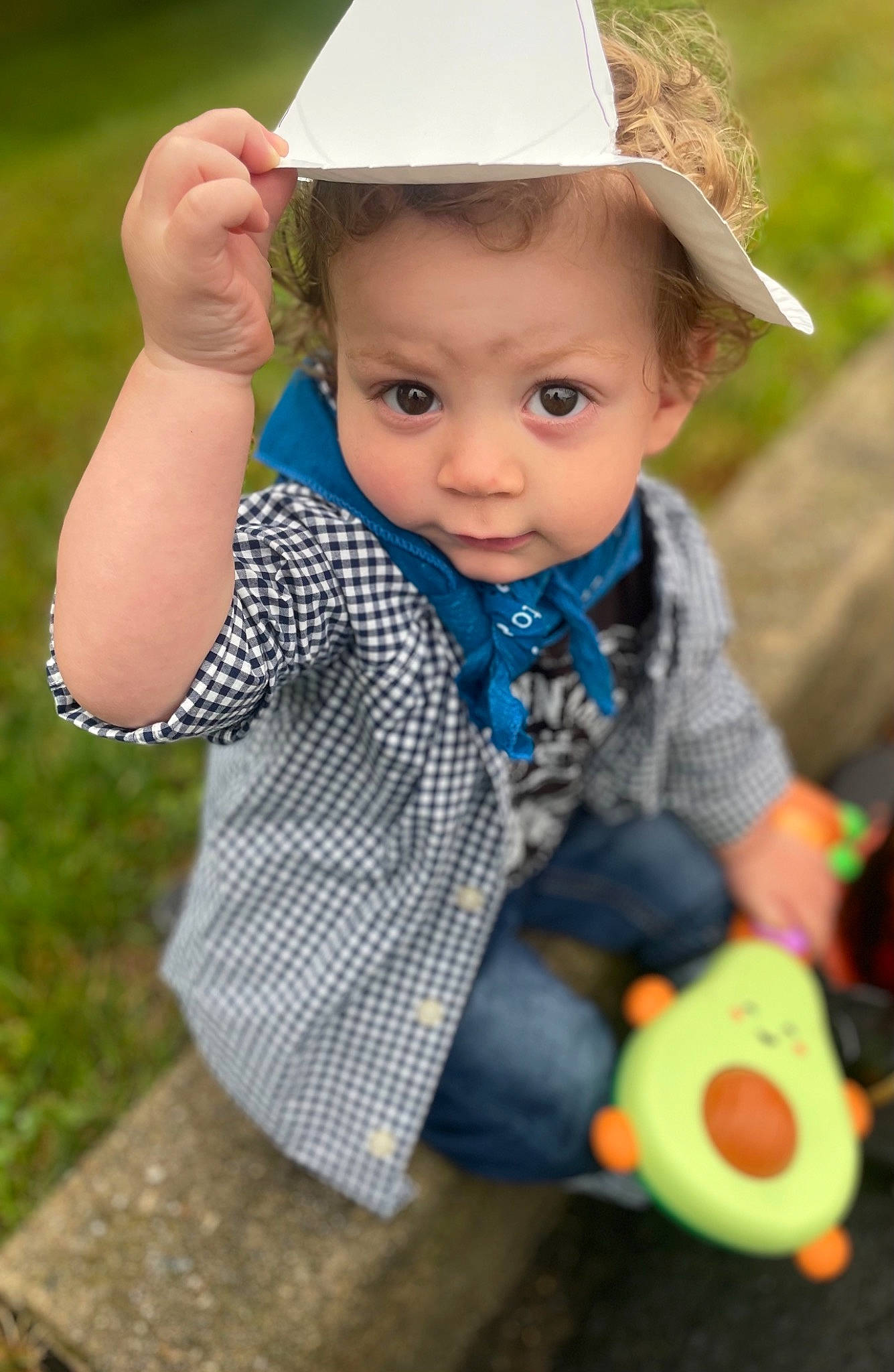Frank joined the competition — help win amazing prizes! baby, baby_toddler_clothing, cap, clothing, eye, finger, grass, hand, happy, hat, outerwear, people_in_nature, person, plant, skin, sun_hat, toddler, toy, tree, vertebrate