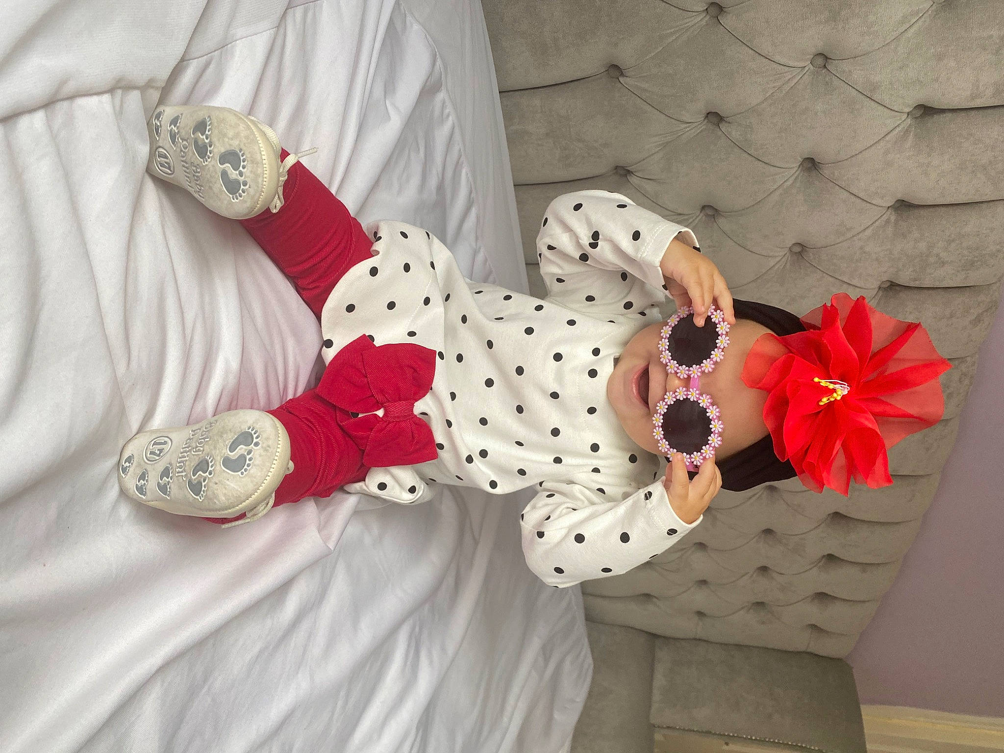 Melissa Maria joined the competition — help win amazing prizes! carmine, costume_hat, dress, fashion_accessory, headwear, linens, paper, paper_product, pattern, person, petal, room, sleeve, stuffed_toy, toy