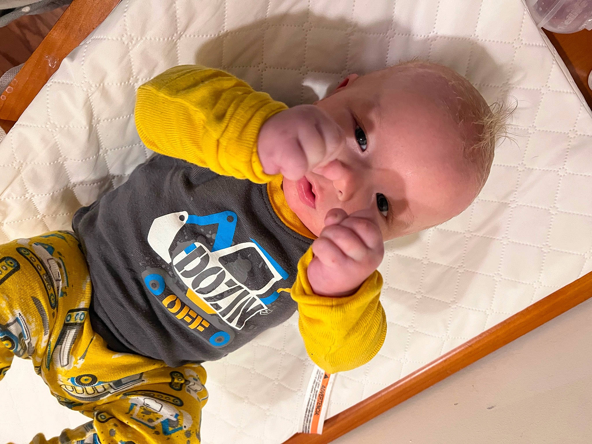 Dallas joined the competition — help win amazing prizes! arm, baby, baby_products, baby_safety, baby_toddler_clothing, cheek, child, finger, fun, hand, jersey, mammal, mouth, nose, orange, person, sleeve, textile, toddler, white