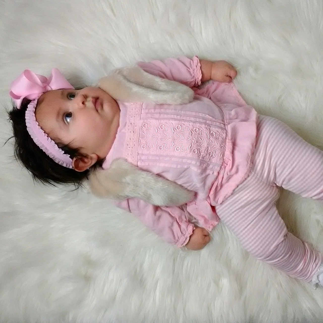 Adilene Sophia is registered to the contest to win money with this photo: beauty, child, eye, fur, girl, hair_accessory, infant, pink, product, skin, textile, white