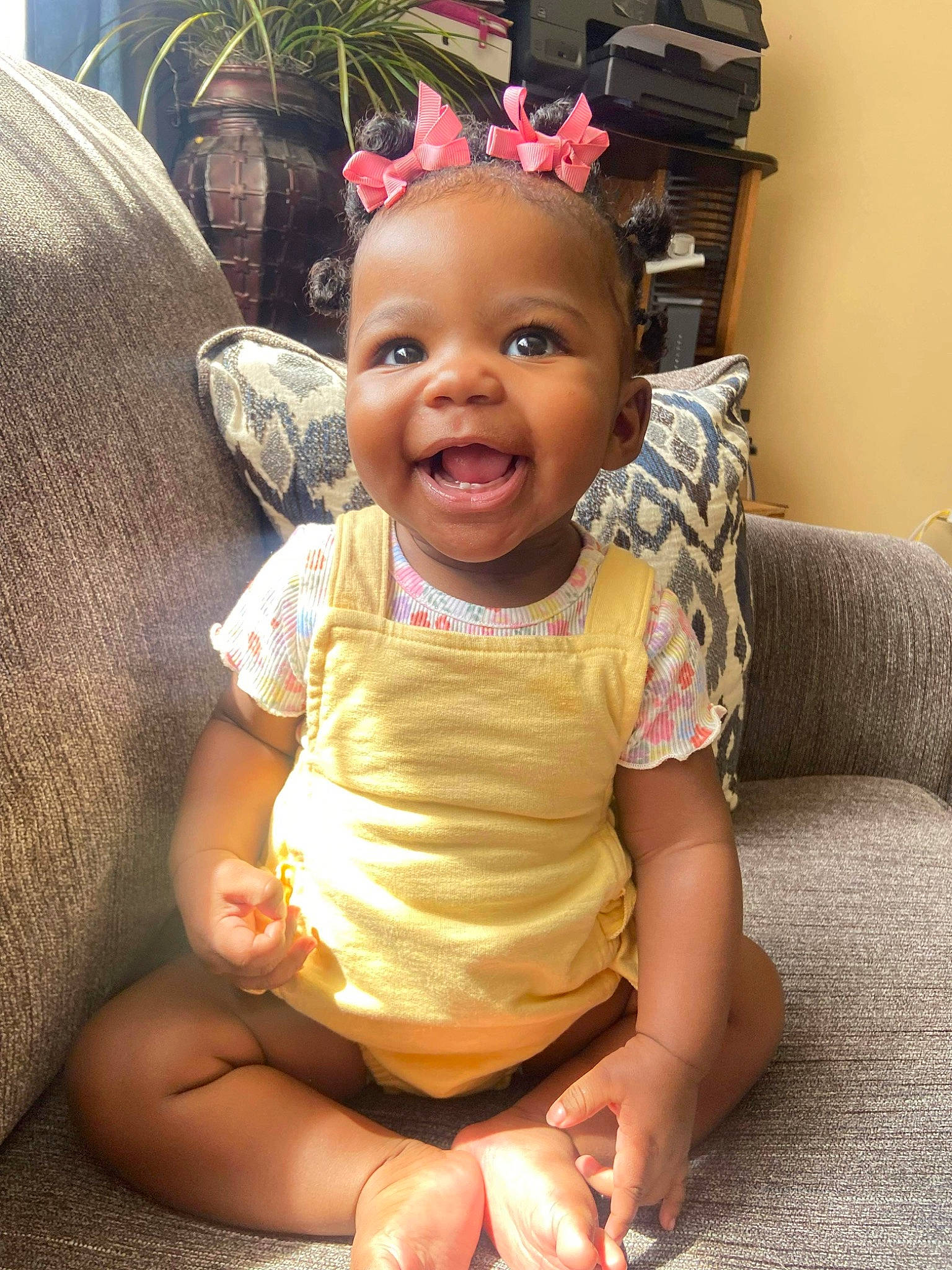 Kiara joined the competition — help win amazing prizes! baby, baby_toddler_clothing, cheek, child, comfort, dress, eye, flowerpot, happy, head, houseplant, iris, nose, person, pink, plant, skin, sleeve, smile, thumb