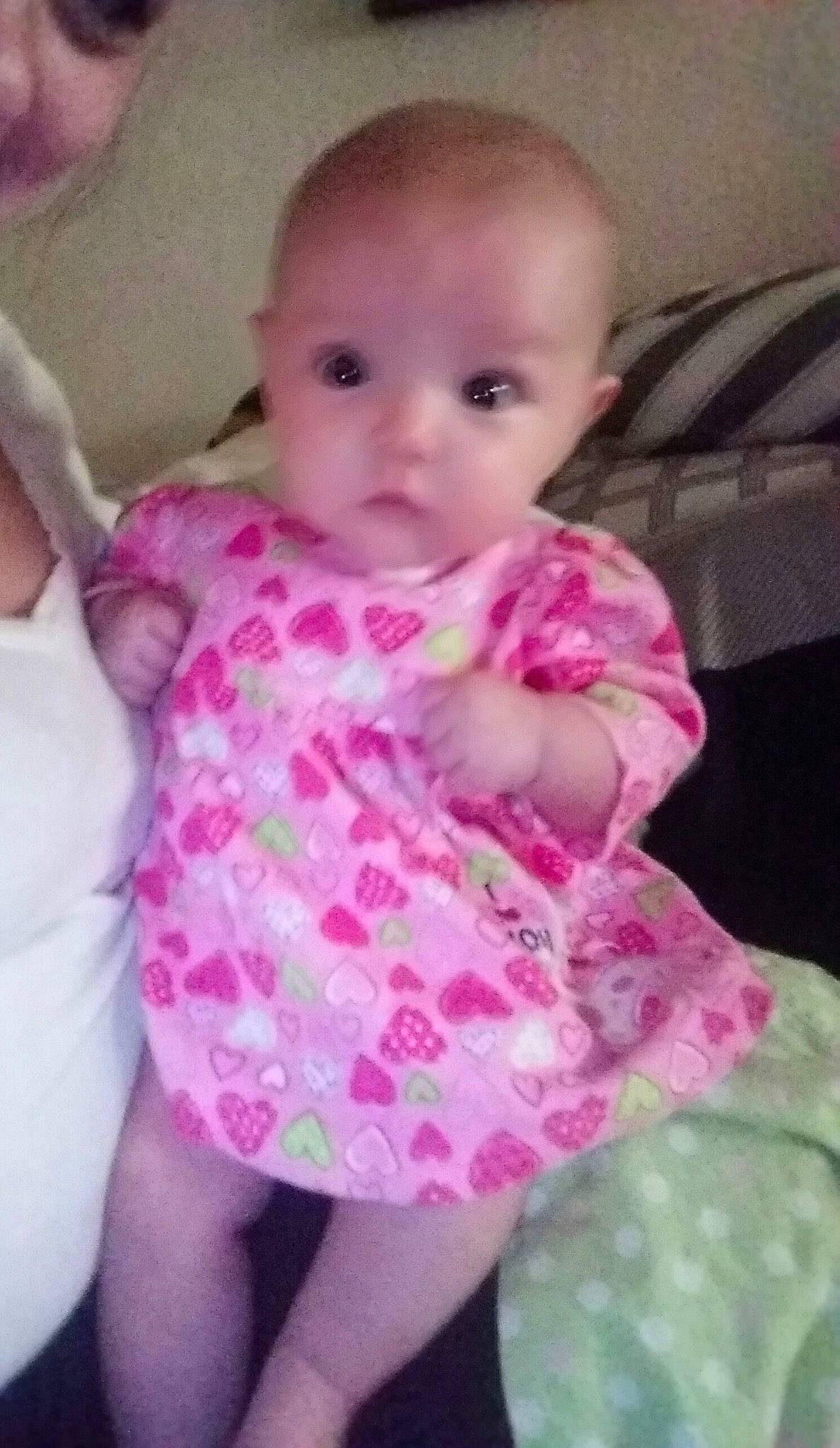 Shaelynn joined the competition — help win amazing prizes! baby, cheek, child, dress, eye, face, head, iris, lip, mouth, nose, person, pink, product, skin, smile, textile, thumb, toddler