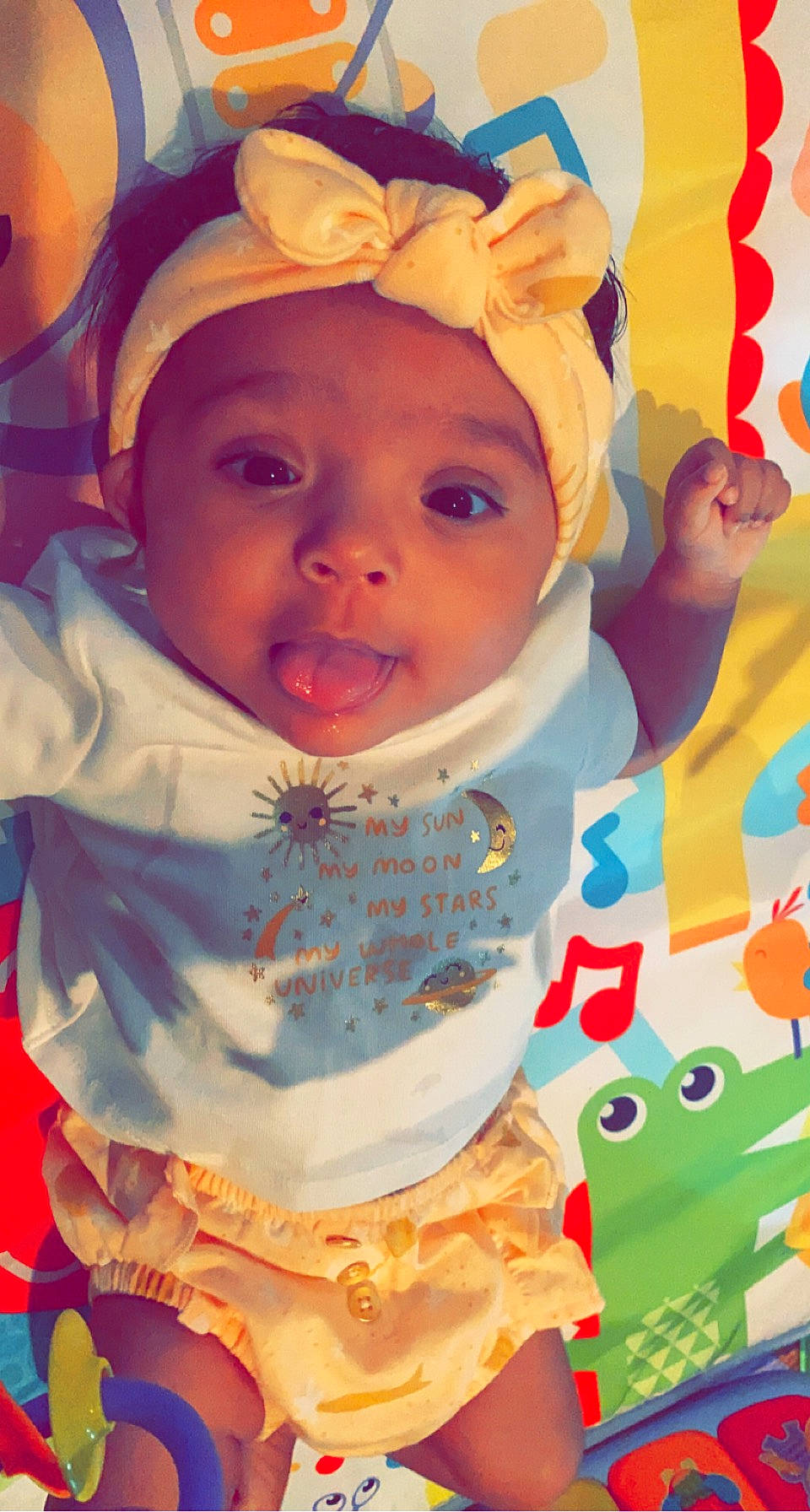 Kensleigh joined the competition — help win amazing prizes! baby, baby_products, baby_toddler_clothing, cheek, child, chin, fun, happy, headwear, iris, lip, mouth, nose, orange, person, pink, play, product, skin, smile