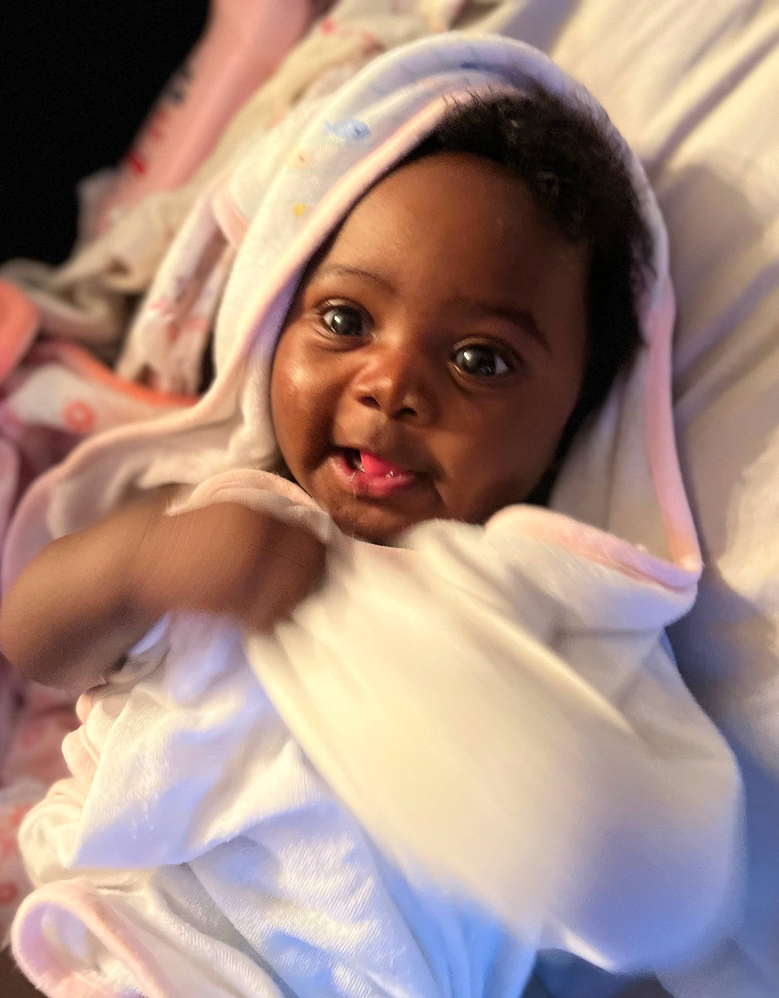 Dereana joined the competition — help win amazing prizes! baby, child, comfort, event, eyebrow, face, flash_photography, fun, gesture, happy, laugh, linens, lip, person, portrait_photography, room, skin, smile, toddler, tradition