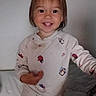 Manzanita is registered to the contest to win money with this photo: toddler, child, smiling, pajamas, indoor, bedroom, happy, cute, person, face, young, clothing, sleepwear, baby, childhood, portrait, motion, celebration, warm, cozy