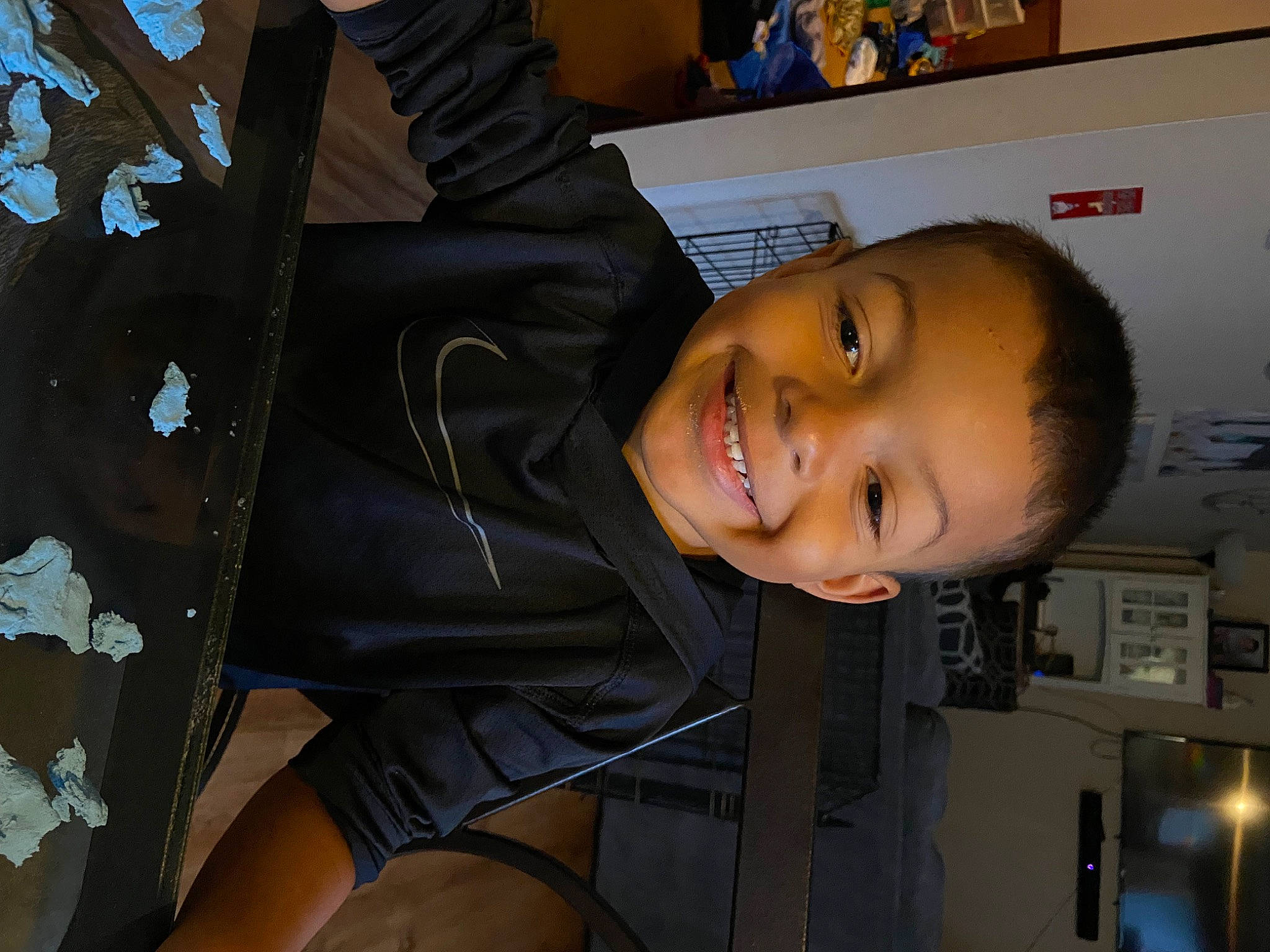 Emmitt joined the competition — help win amazing prizes! child, facial_expression, flash_photography, fun, happy, human_leg, joy, mouth, person, room, sitting, sleeve, smile, thigh, toddler