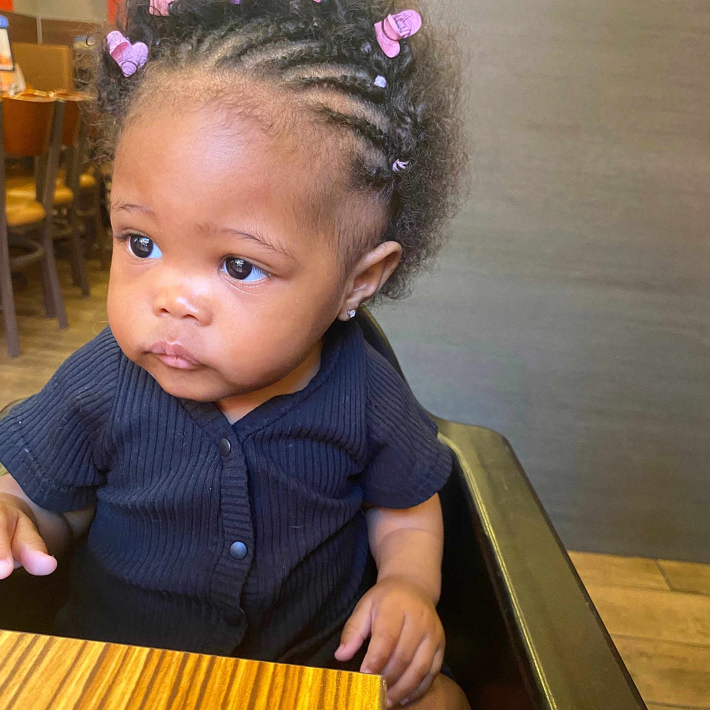 Laylah joined the competition — help win amazing prizes! blackhair, child, cornrows, desk, face, female, furniture, girl, hair, hardwood, head, indoors, lamp, person, photography, plywood, portrait, sitting, table, wood