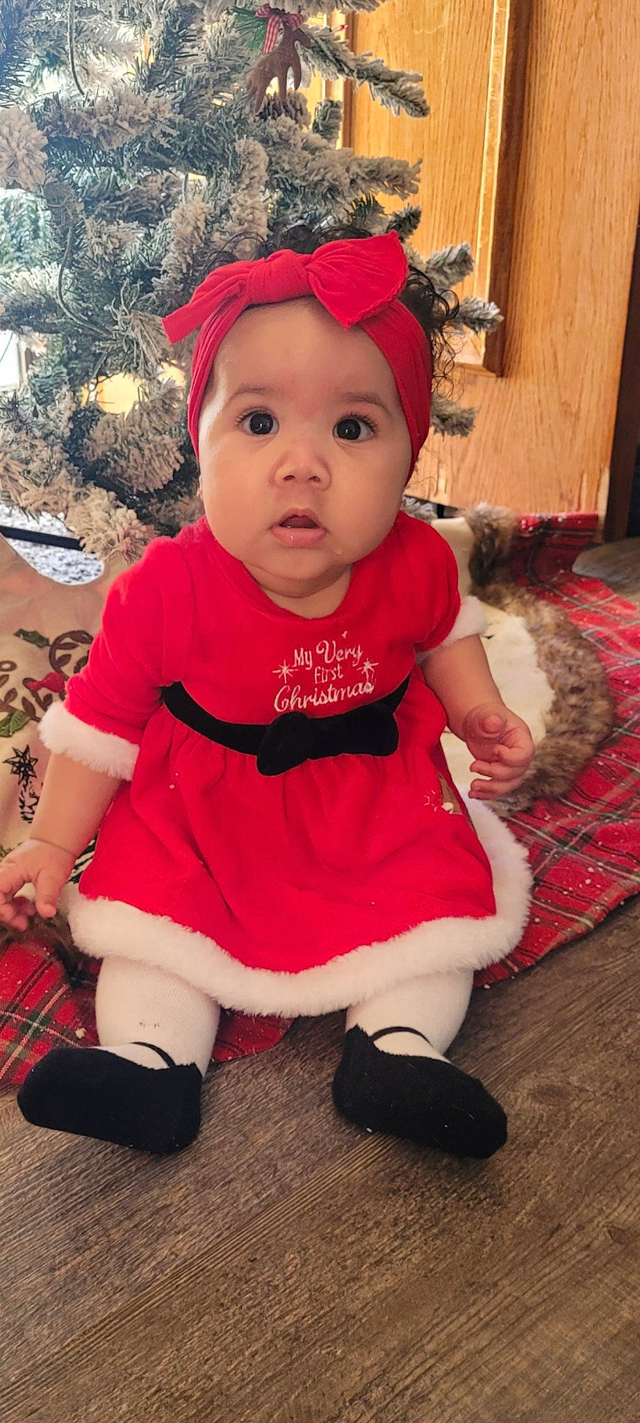 Ayla joined the competition — help win amazing prizes! baby, baby_toddler_clothing, beauty, cap, cheek, child, costume_hat, dress, flooring, headwear, human_body, pattern, person, pink, red, shoe, skin, sleeve, sock, t_shirt