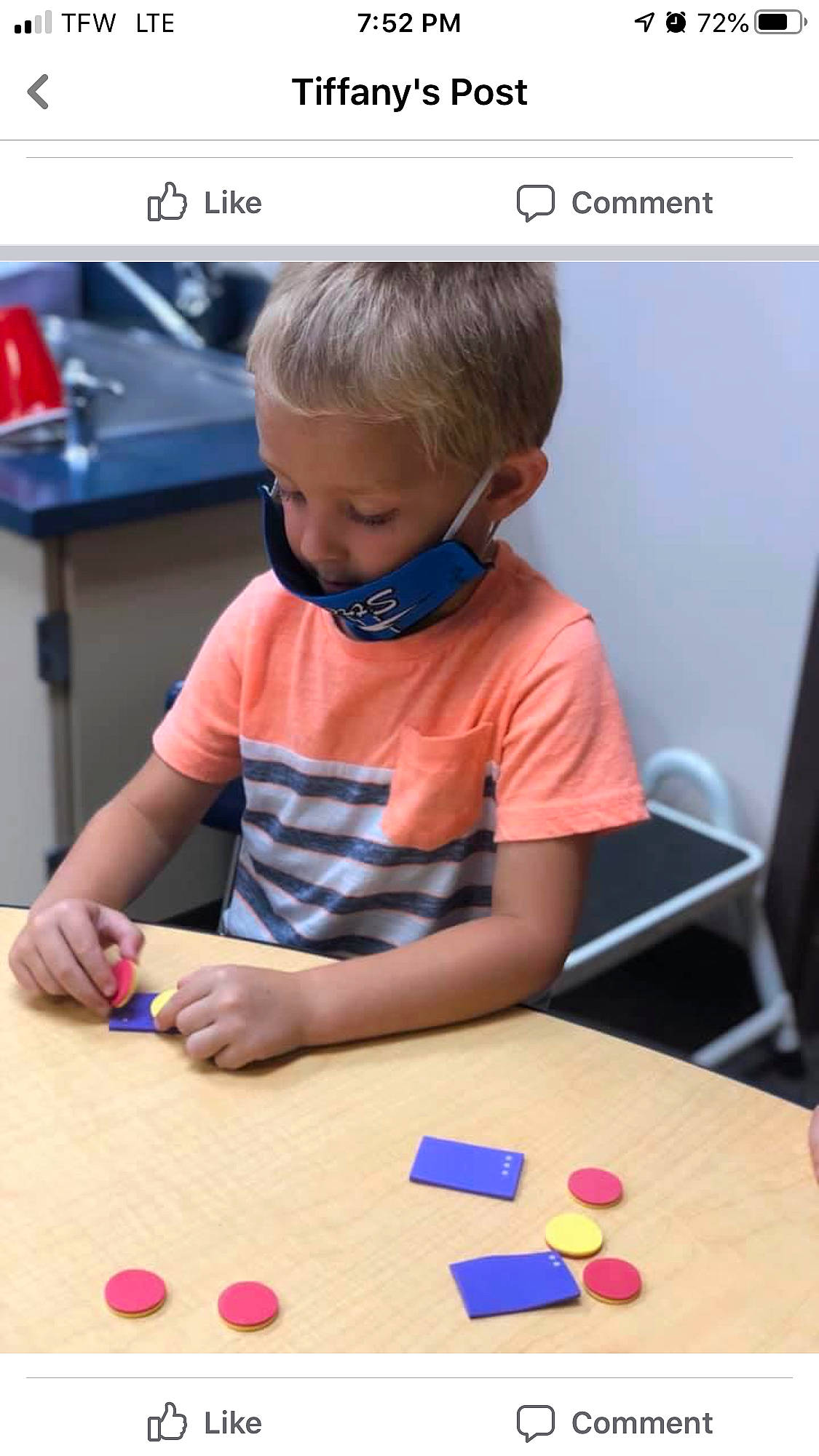Ryett is registered to the contest to win money with this photo: automotive_tail_brake_light, baby, blond, chair, child, desk, ear, educational_toy, games, learning, nail, paper_product, person, plastic, play, shirt, stationery, t_shirt, table, toddler