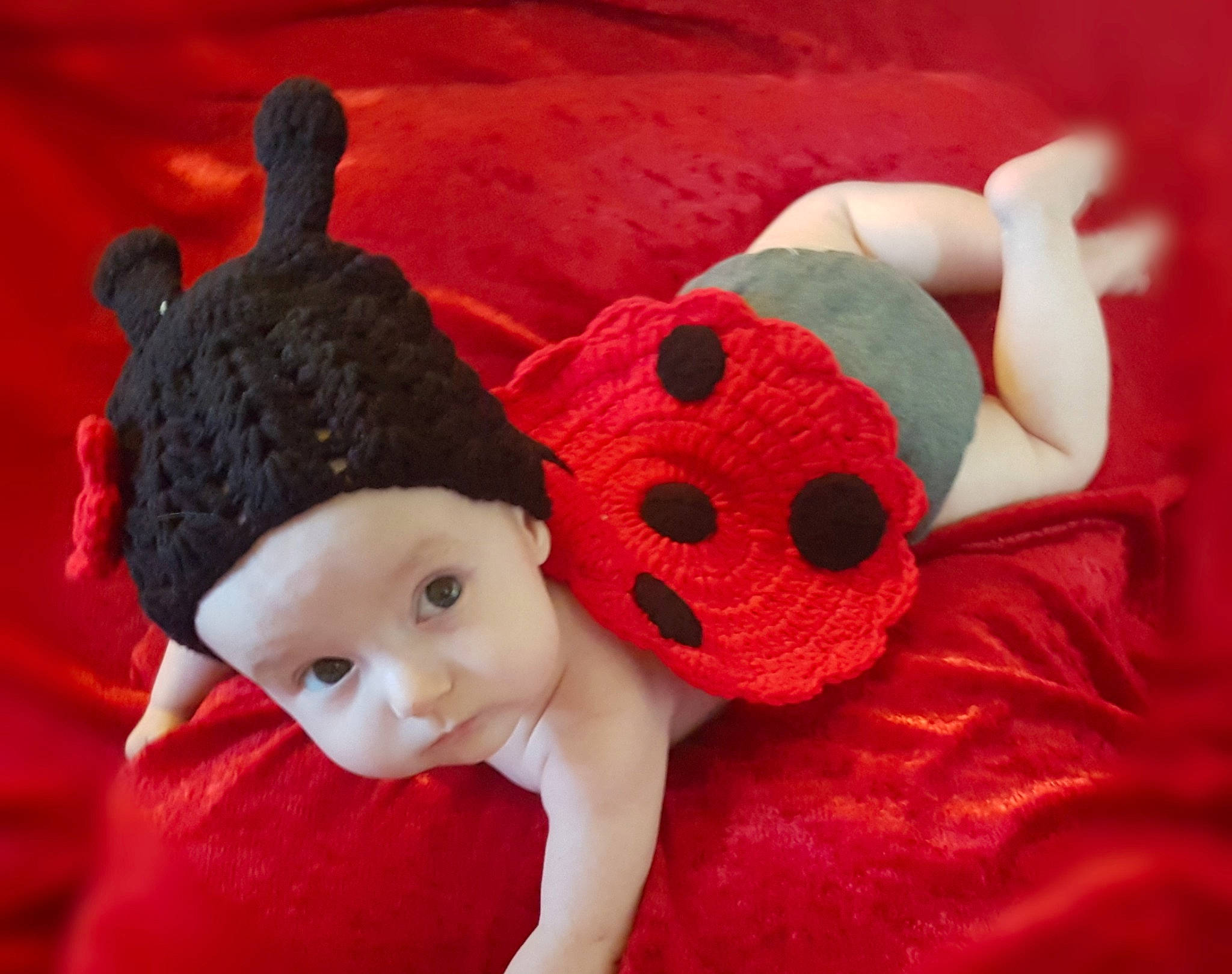 Catherine joined the competition — help win amazing prizes! art, beanie, cap, child, crochet, headgear, knit_cap, person, plush, red, stuffed_toy, toy, wool