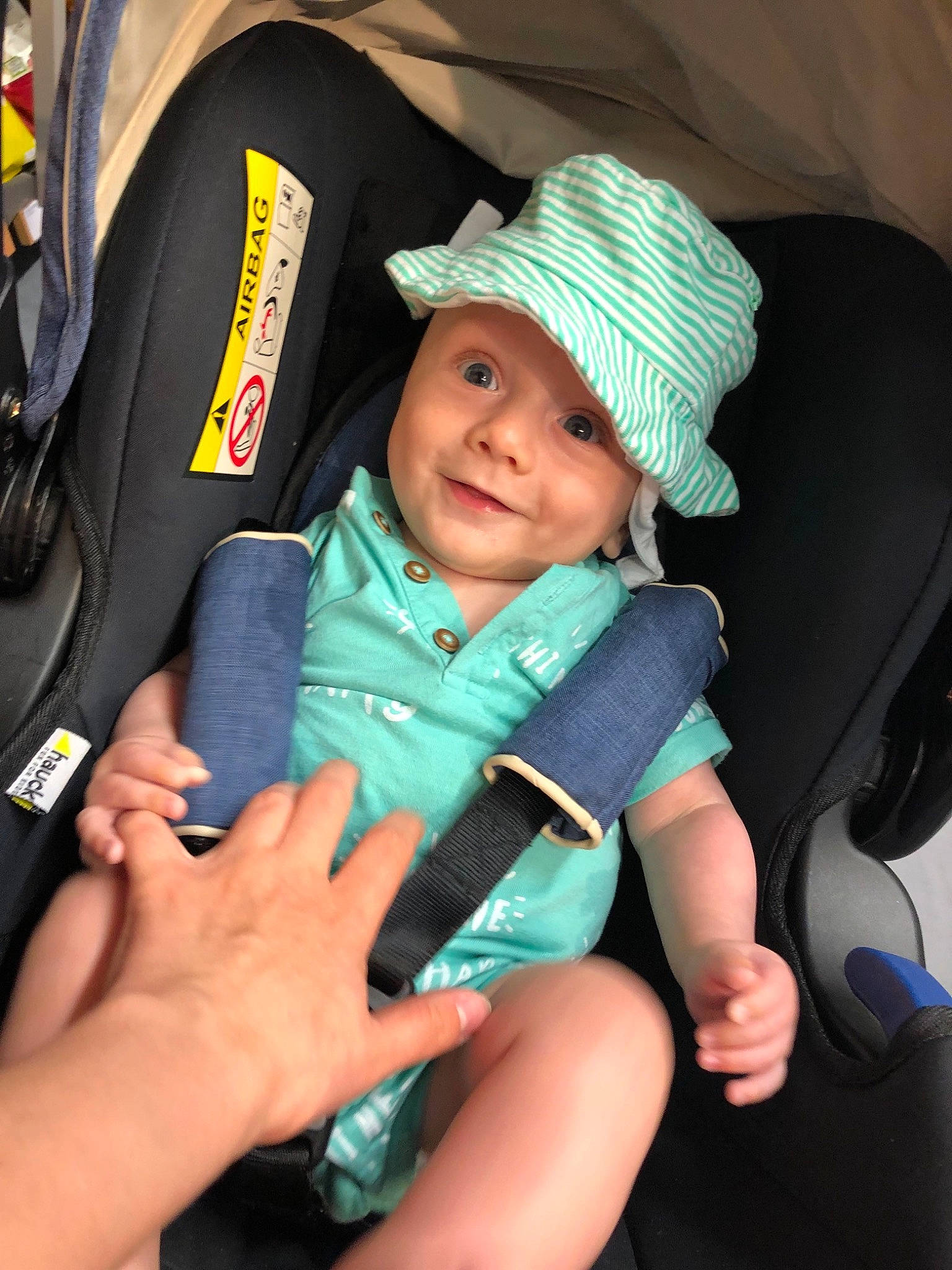 Jude is registered to the contest to win money with this photo: baby, baby_carriage, baby_in_car_seat, baby_products, car_seat, child, headgear, headwear, person, product, toddler