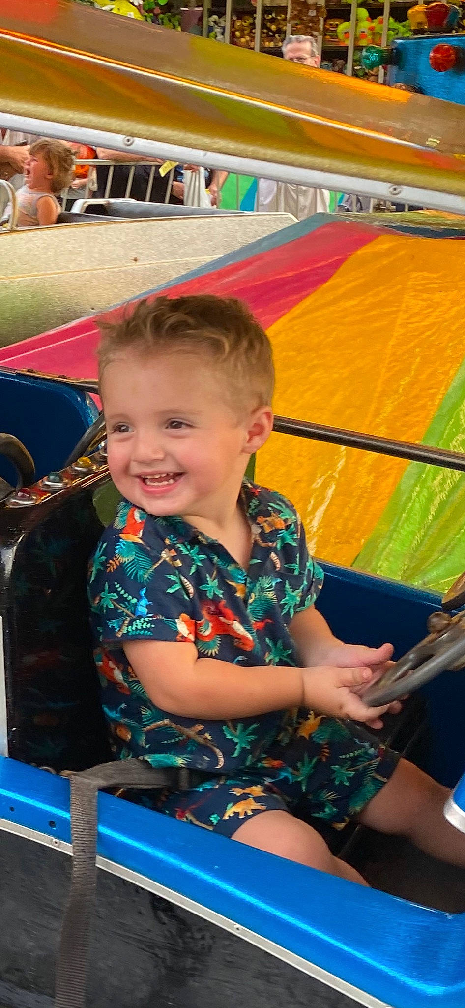 Benjamyn joined the competition — help win amazing prizes! automotive_tire, blue, bumper, child, electric_blue, fun, grass, green, happy, joy, leisure, motor_vehicle, outdoor_recreation, person, recreation, skin, smile, summer, t_shirt, tent