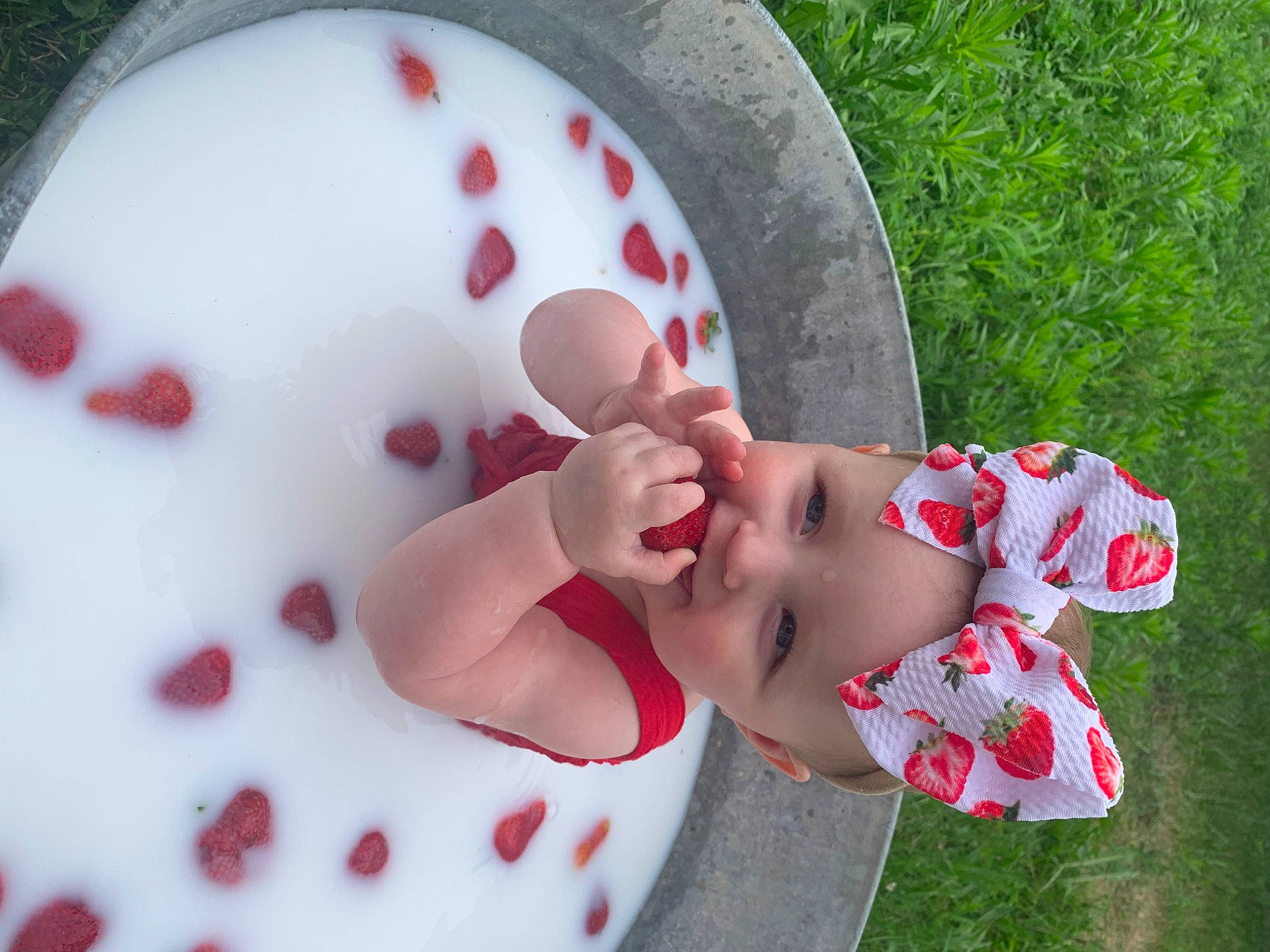 Willow joined the competition — help win amazing prizes! arm, baby, baby_toddler_clothing, dress, finger, fun, grass, happy, head, headgear, headwear, human_body, joy, lip, people_in_nature, person, pink, plant, red, skin