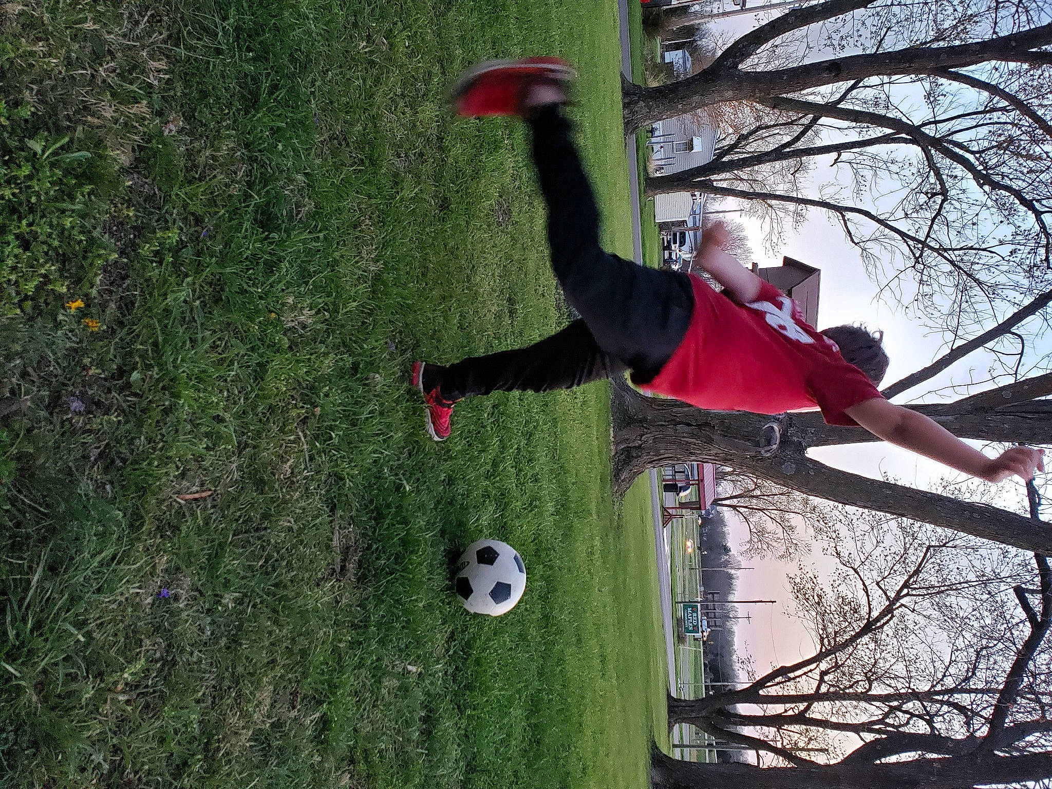 Justus is registered to the contest to win money with this photo: acrobatics, adventure, ball, football, fun, grass, leaf, leisure, person, plant, pole, recreation, shrub, sky, sports, sports_equipment, toy, tree, trunk, twig