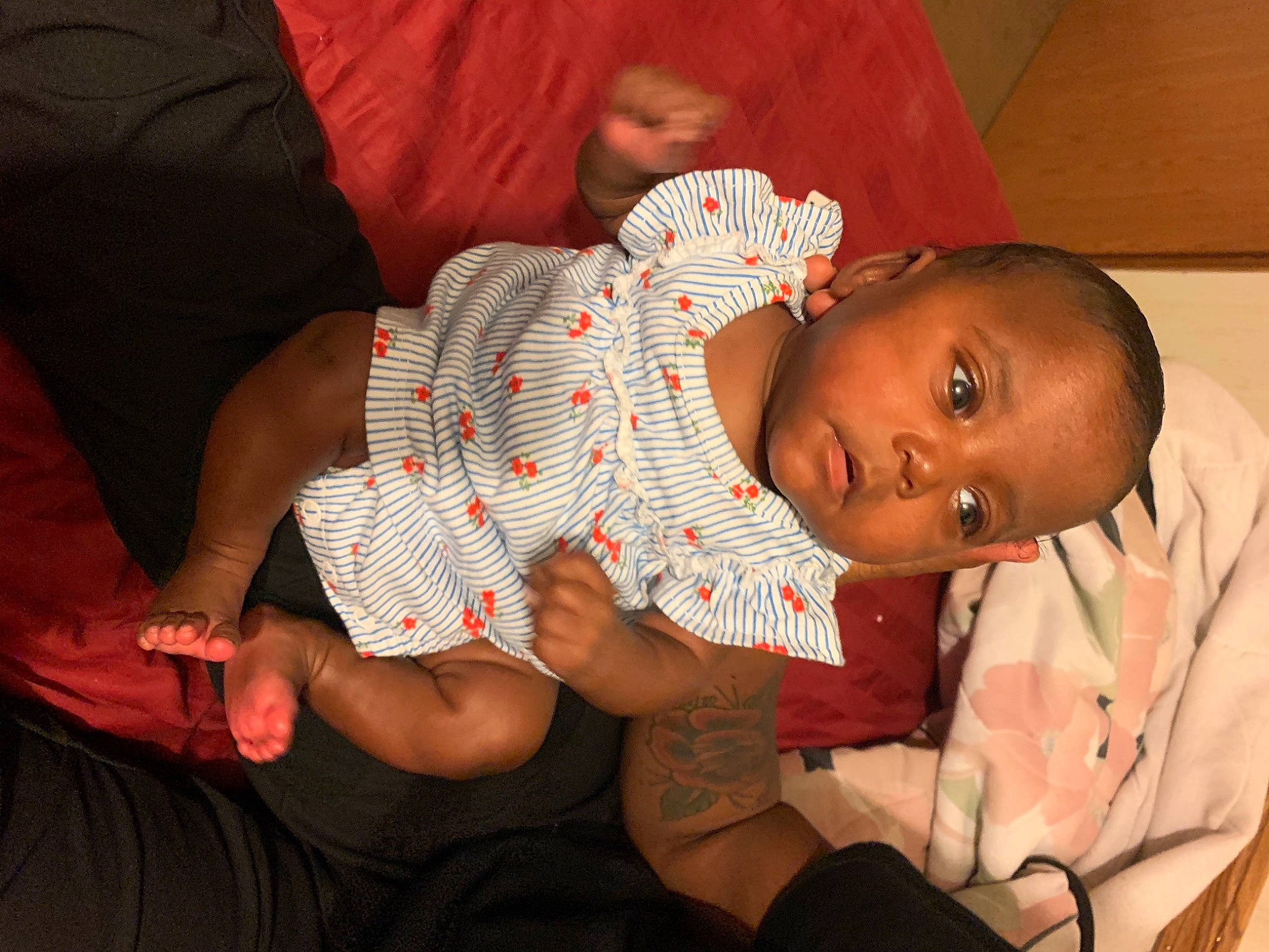 Gracelyn joined the competition — help win amazing prizes! arm, baby, cheek, child, finger, leg, mouth, muscle, person, sitting, skin, toddler