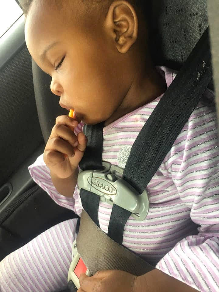 Jada is registered to the contest to win money with this photo: auto_part, baby, baby_in_car_seat, car_seat, child, neck, person, seat_belt, toddler