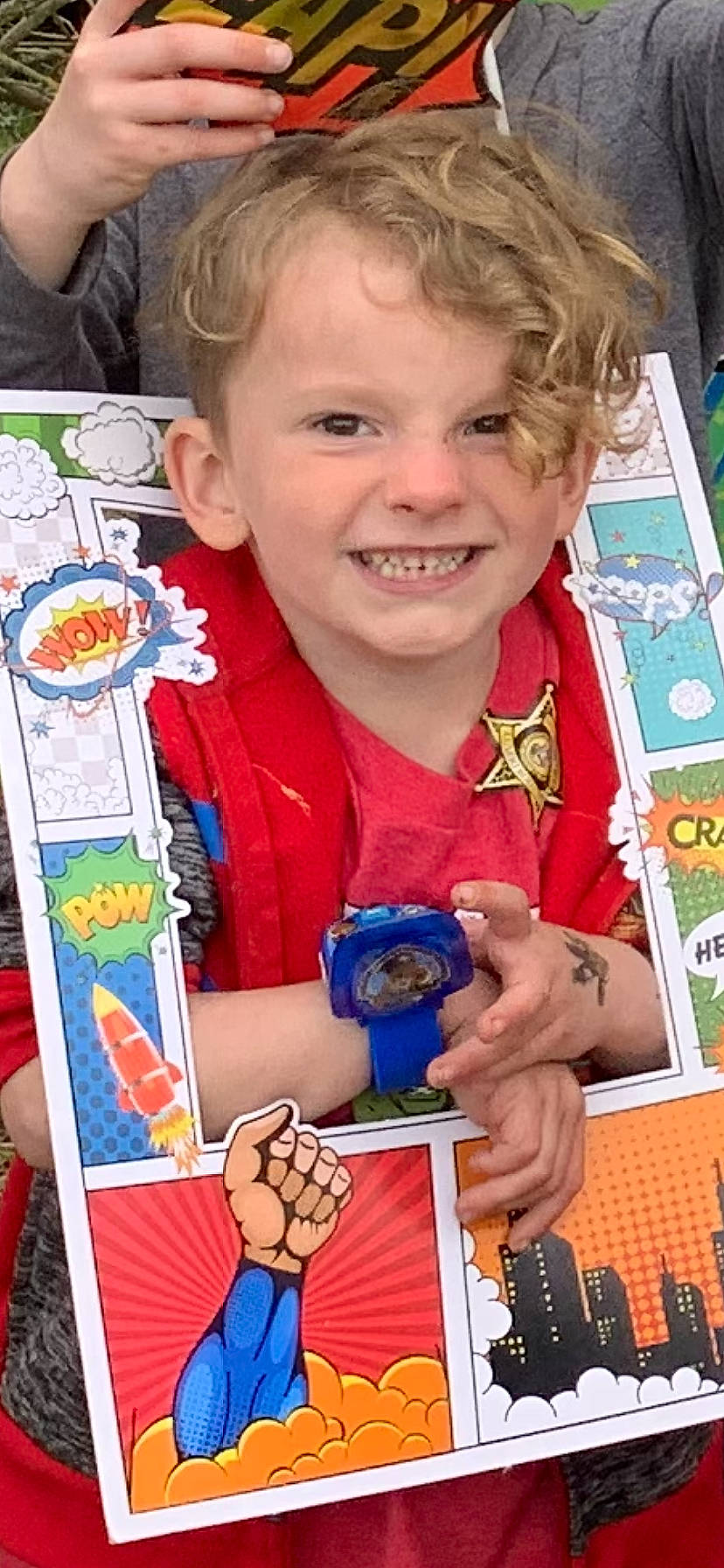 Bennett joined the competition — help win amazing prizes! blue, child, electric_blue, event, fun, happy, joy, nail, person, play, recreation, smile, thumb, toddler, toy