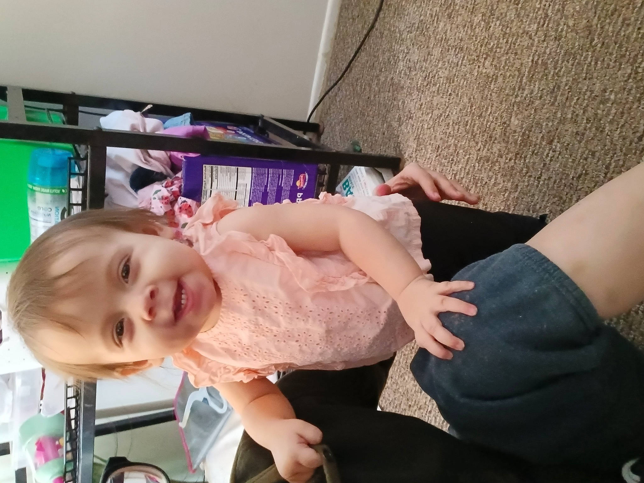 Lucille joined the competition — help win amazing prizes! baby, baby_products, chest, child, dress, elbow, foot, fun, gesture, happy, human_leg, joy, knee, leg, nail, person, room, smile, thigh, thumb