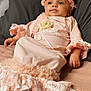 baby, blanket, bonnet, cap, clothing, cushion, dress, face, formalwear, happy, hat, head, homedecor, newborn, person, photography, portrait, sitting, sleeve, smile