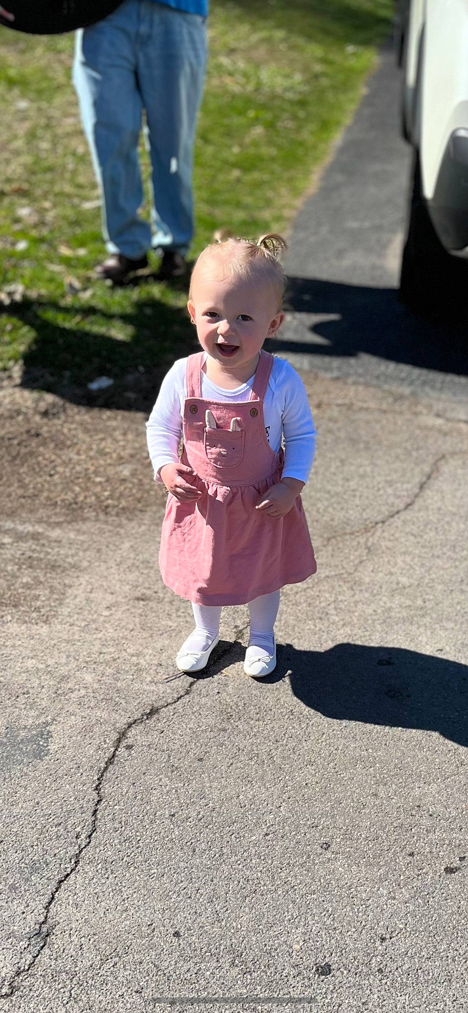 Mckinley joined the competition — help win amazing prizes! asphalt, baby, baby_toddler_clothing, child, event, fun, gesture, grass, happy, joint, leg, leisure, person, recreation, road_surface, shoe, sidewalk, smile, sneakers, toddler