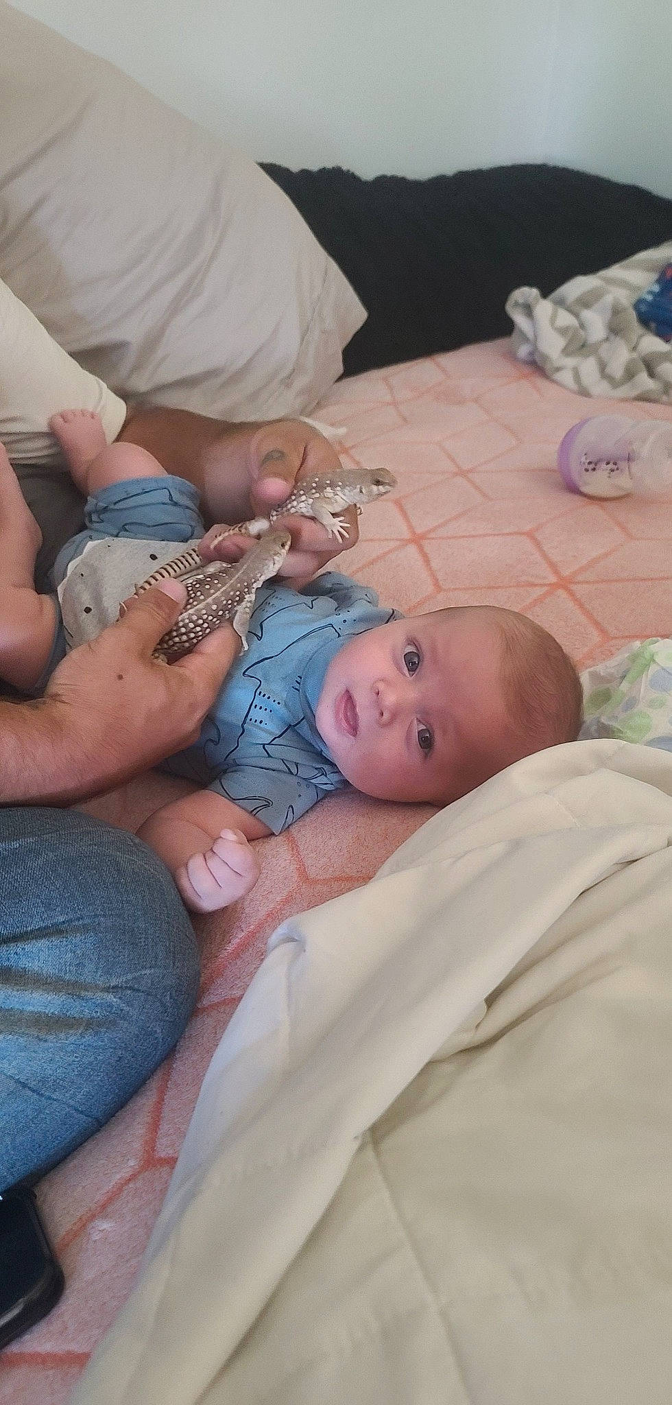 Brixton joined the competition — help win amazing prizes! baby, baby_toddler_clothing, bed, cheek, child, comfort, elbow, event, gesture, joint, knee, lap, linens, mouth, nail, person, room, skin, thigh, thumb