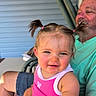 Abigail joined the competition — help win amazing prizes! adult, affection, blue_siding, child, closeup, clothing, family, grandfather, happy, man, outdoor, person, pigtails, pink_top, porch, portrait, seated, smiling, teal_shirt, toddler