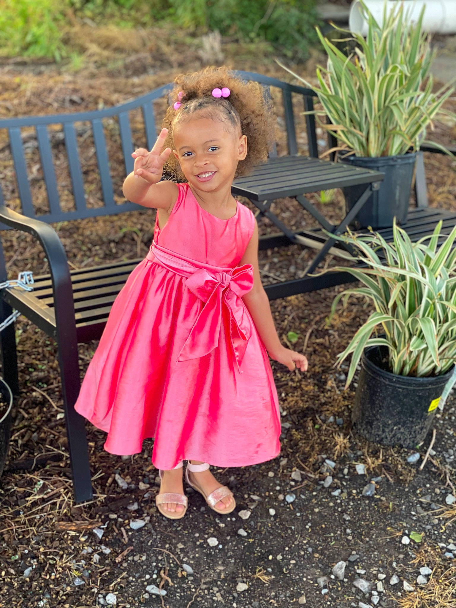 Journi joined the competition — help win amazing prizes! chair, dress, flowerpot, garden, grass, grass_family, happy, houseplant, joy, landscape, leisure, magenta, people_in_nature, person, pink, plant, smile, soil, spring, terrestrial_plant