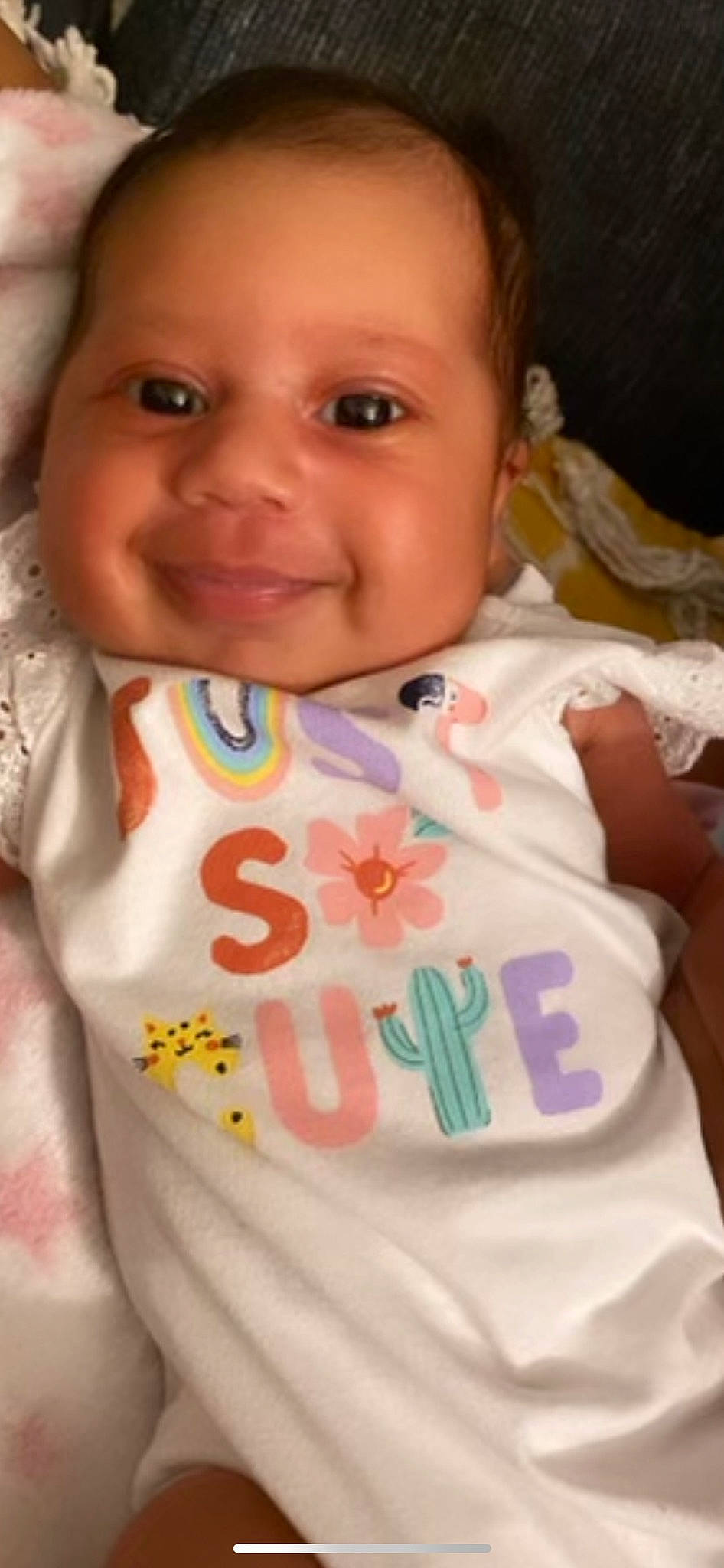 Amiiyah joined the competition — help win amazing prizes! baby, baby_toddler_clothing, cheek, chin, eyelash, facial_expression, finger, happy, joy, lip, neck, nose, outerwear, person, pink, skin, sleeve, smile, t_shirt, textile