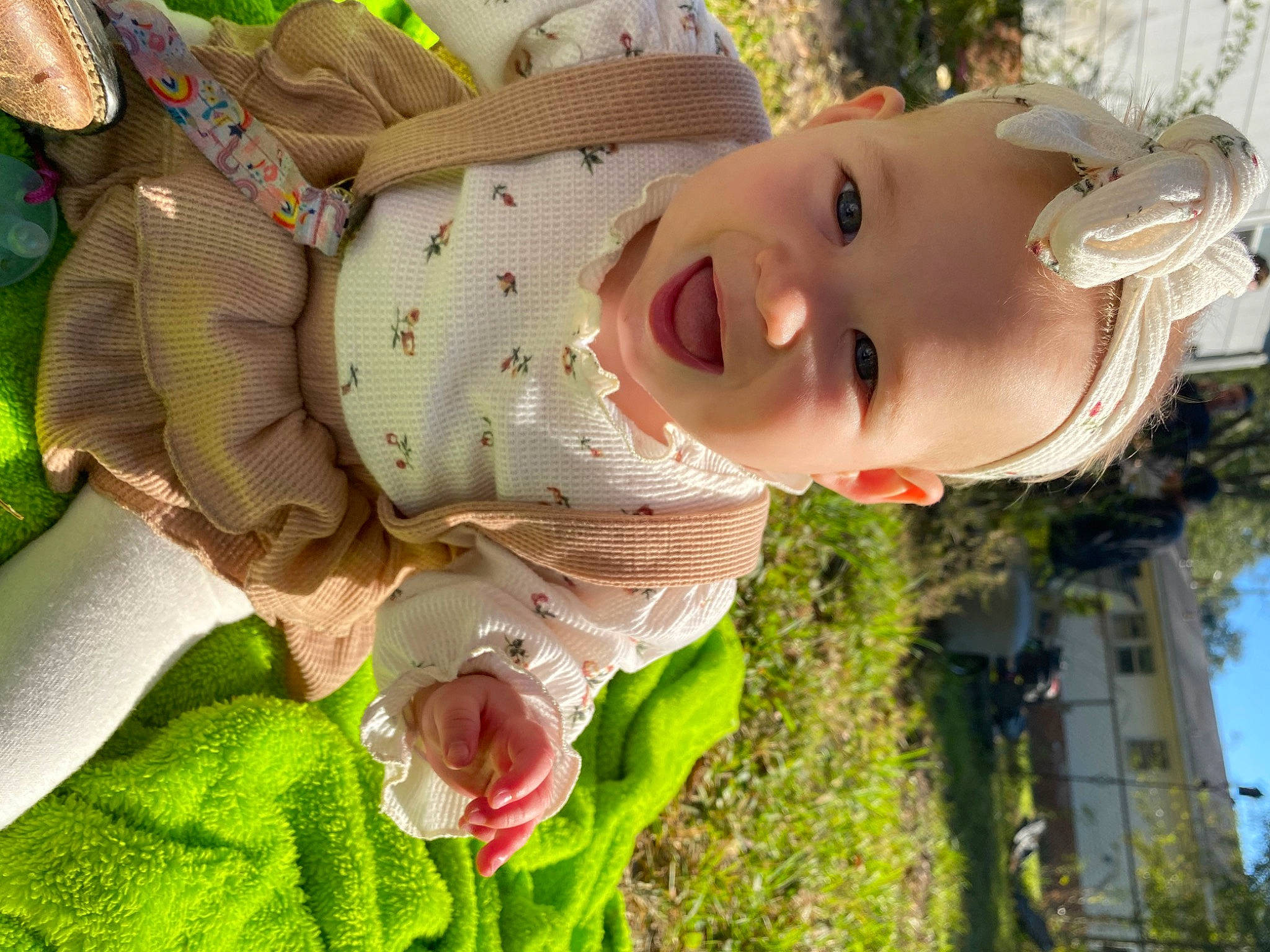 Annamarie is registered to the contest to win money with this photo: baby, baby_toddler_clothing, botany, child, face, fun, grass, green, happy, hat, leaf, leisure, people_in_nature, person, plant, sky, smile, spring, toddler, tree