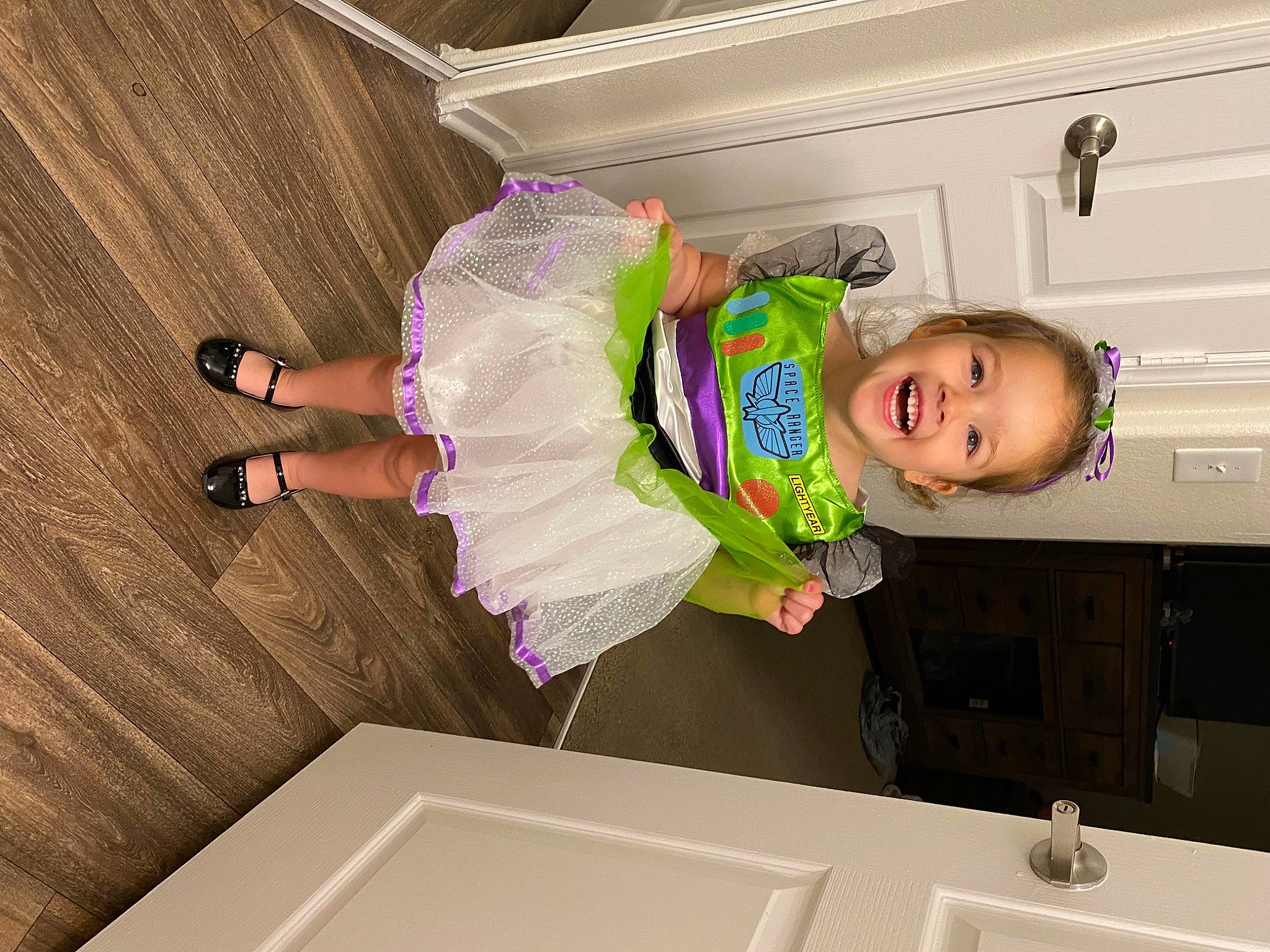 Charlotte joined the competition — help win amazing prizes! baby_toddler_clothing, child, dress, event, fashion_design, fun, happy, hardwood, joy, leisure, magenta, party, person, pink, purple, room, smile, toddler, wood