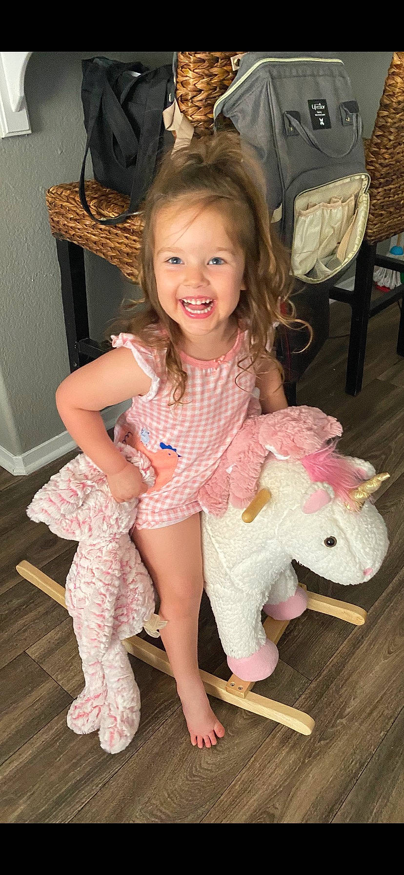 Charlotte joined the competition — help win amazing prizes! baby_toddler_clothing, chair, child, clothing, face, facial_expression, fawn, fun, hair, hairstyle, happy, head, iris, joy, leg, mythical_creature, person, pink, skin, smile