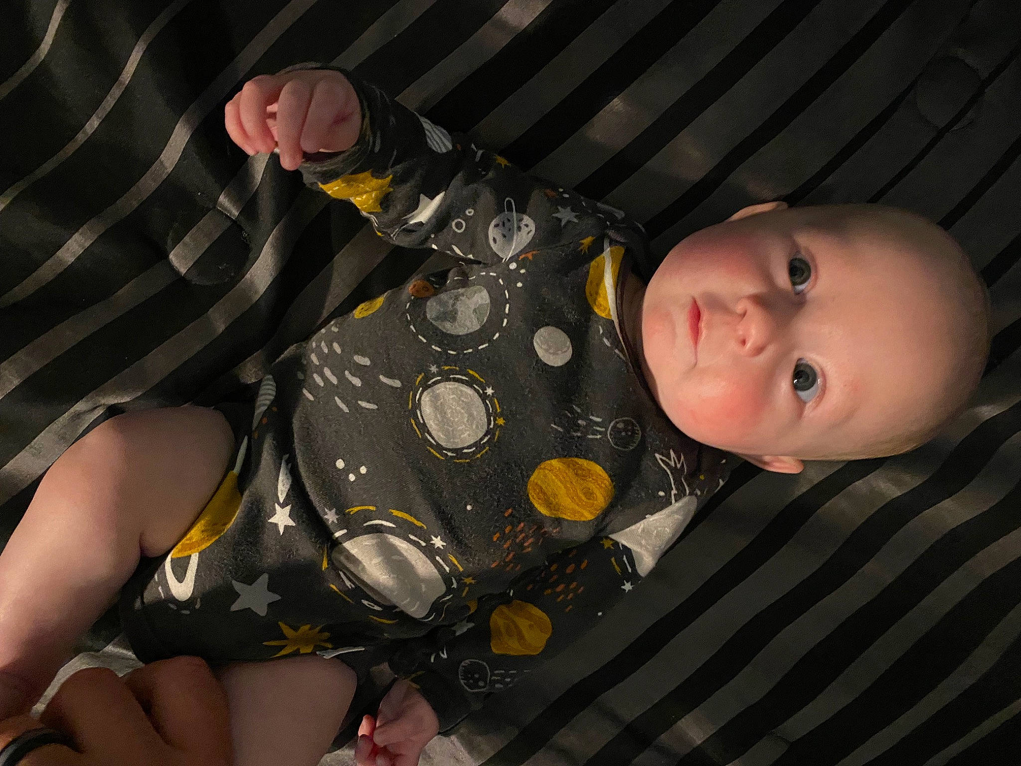 Lincoln joined the competition — help win amazing prizes! baby, baby_toddler_clothing, cheek, child, event, flash_photography, foot, fun, gesture, human_leg, knee, mouth, nail, pattern, person, sitting, sleeve, thigh, thumb, toddler