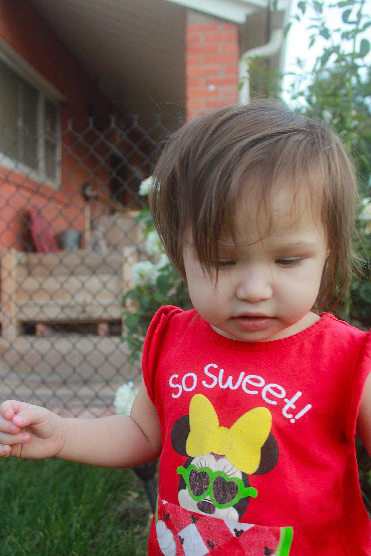 Justice joined the competition — help win amazing prizes! baby, baby_toddler_clothing, bangs, child, grass, happy, leaf, leisure, neck, pattern, person, plant, play, sleeve, sweetness, t_shirt, thumb, toddler, top, tree